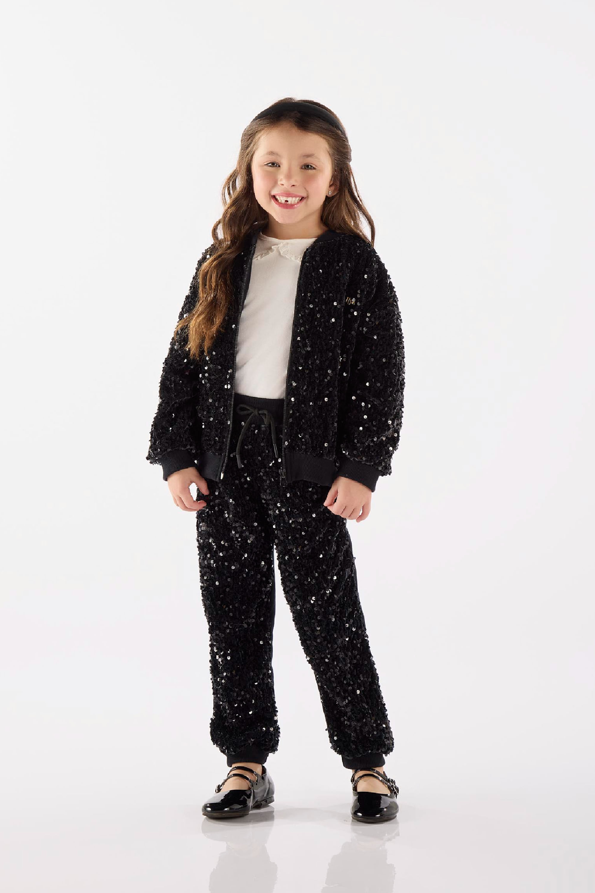 Calça Infantil Feminino em Veludo Paetê (Preto) Up Baby - Imagem 19