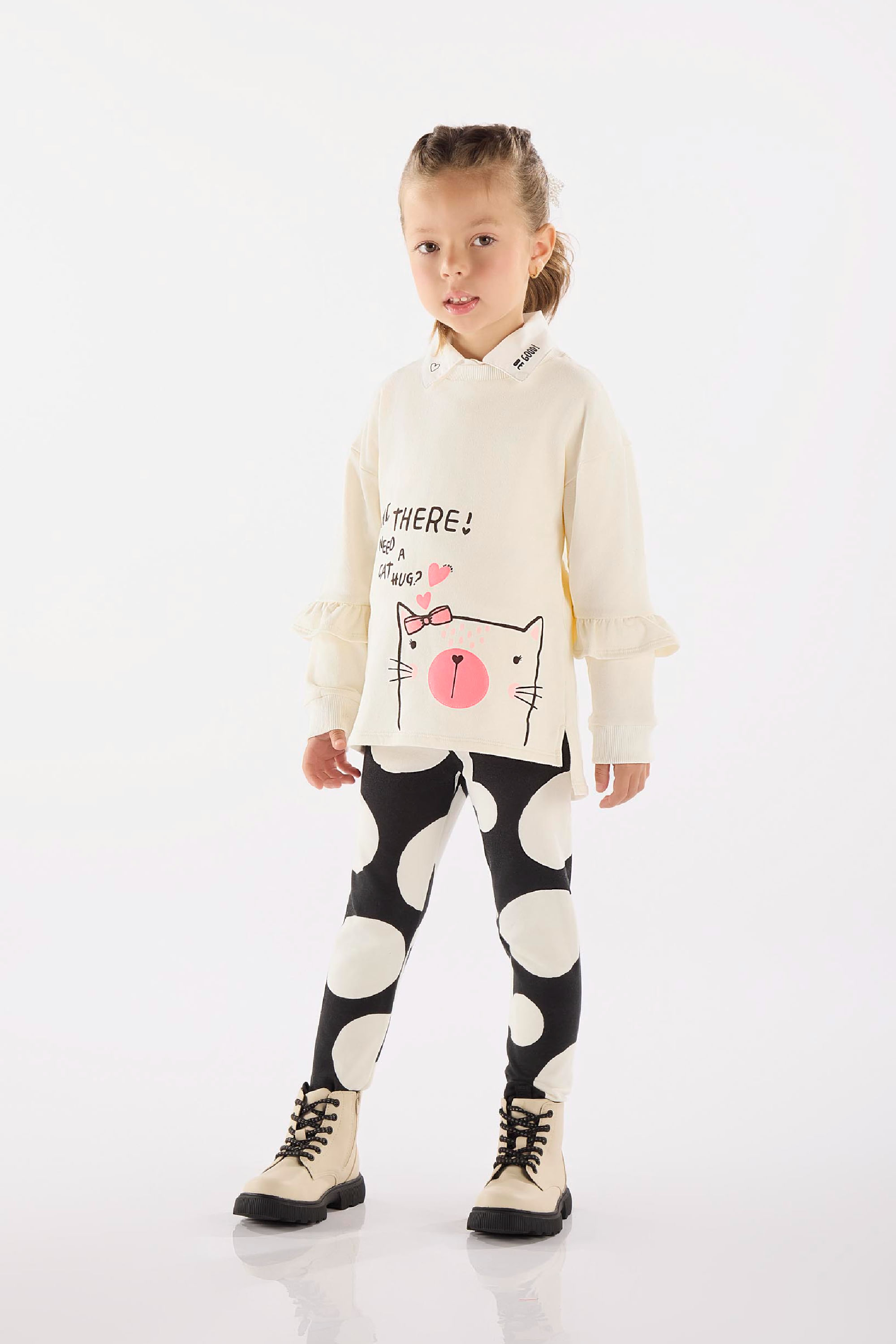 Conjunto Infantil com Blusão e Calça em Molecotton (Off White) Up Baby