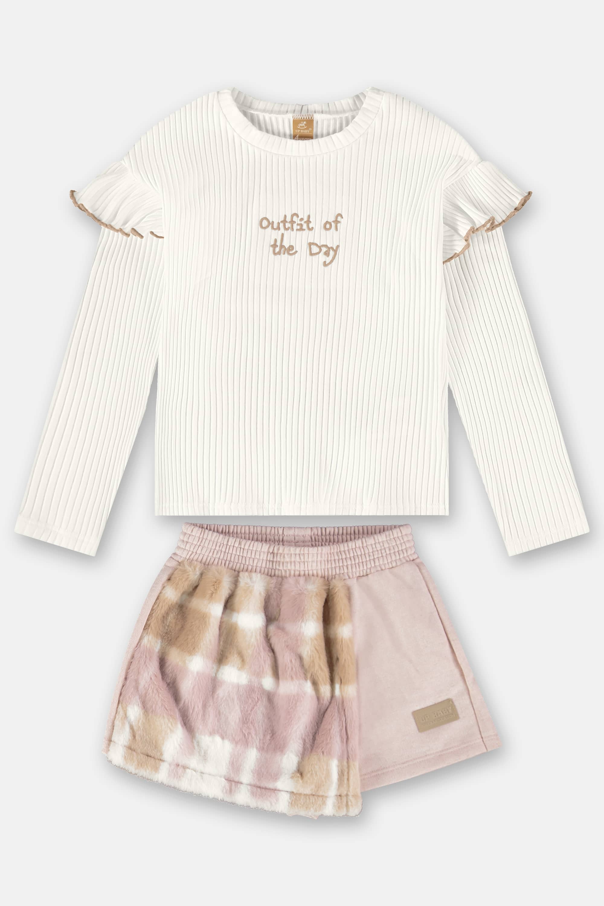 Conjunto Infantil com Blusa e Short-Saia (Off White) Up Baby - Imagem 9