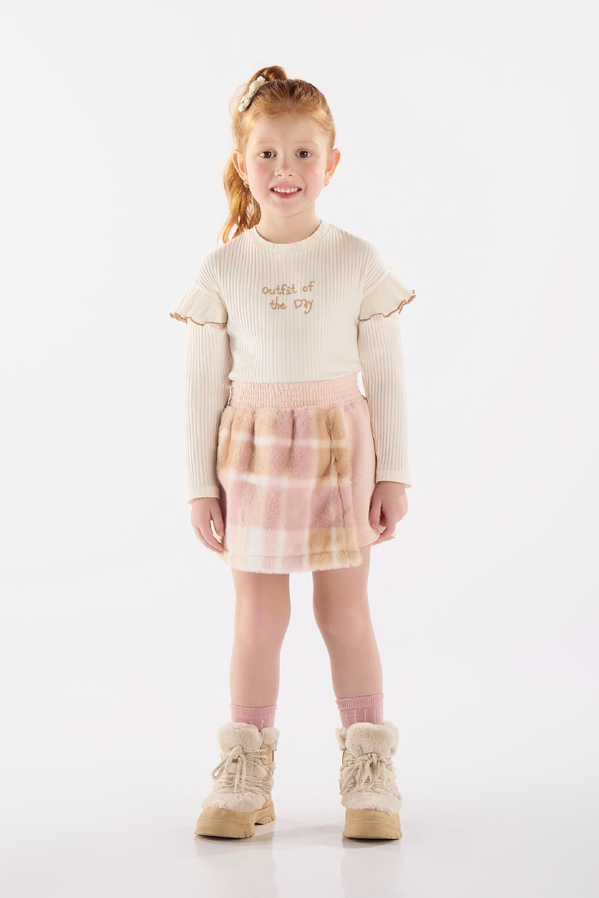 Conjunto Infantil com Blusa e Short-Saia (Off White) Up Baby - Imagem 29