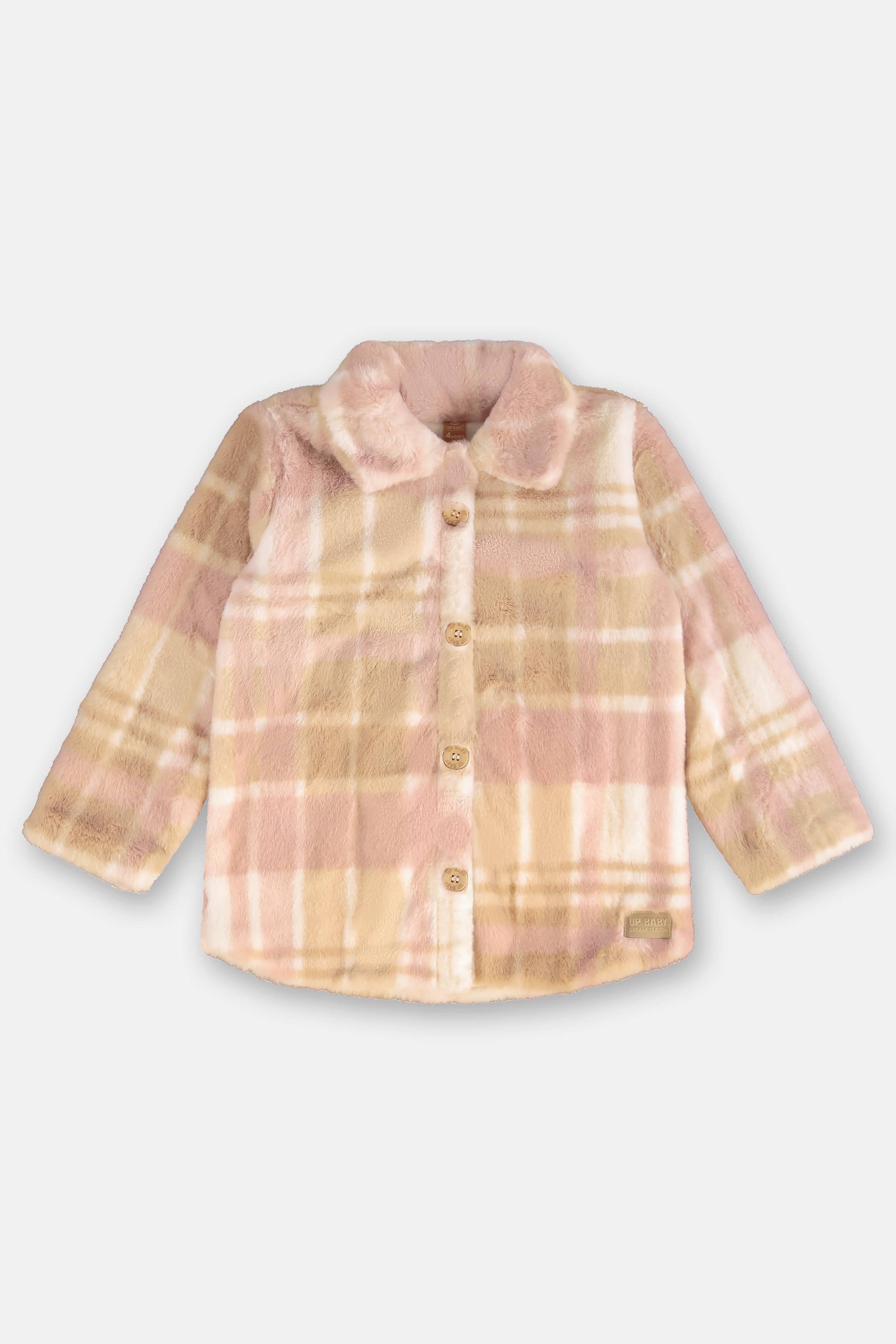 Casaco Infantil Xadrez em Pelo Sintético (Rosa) Up Baby - Imagem 5