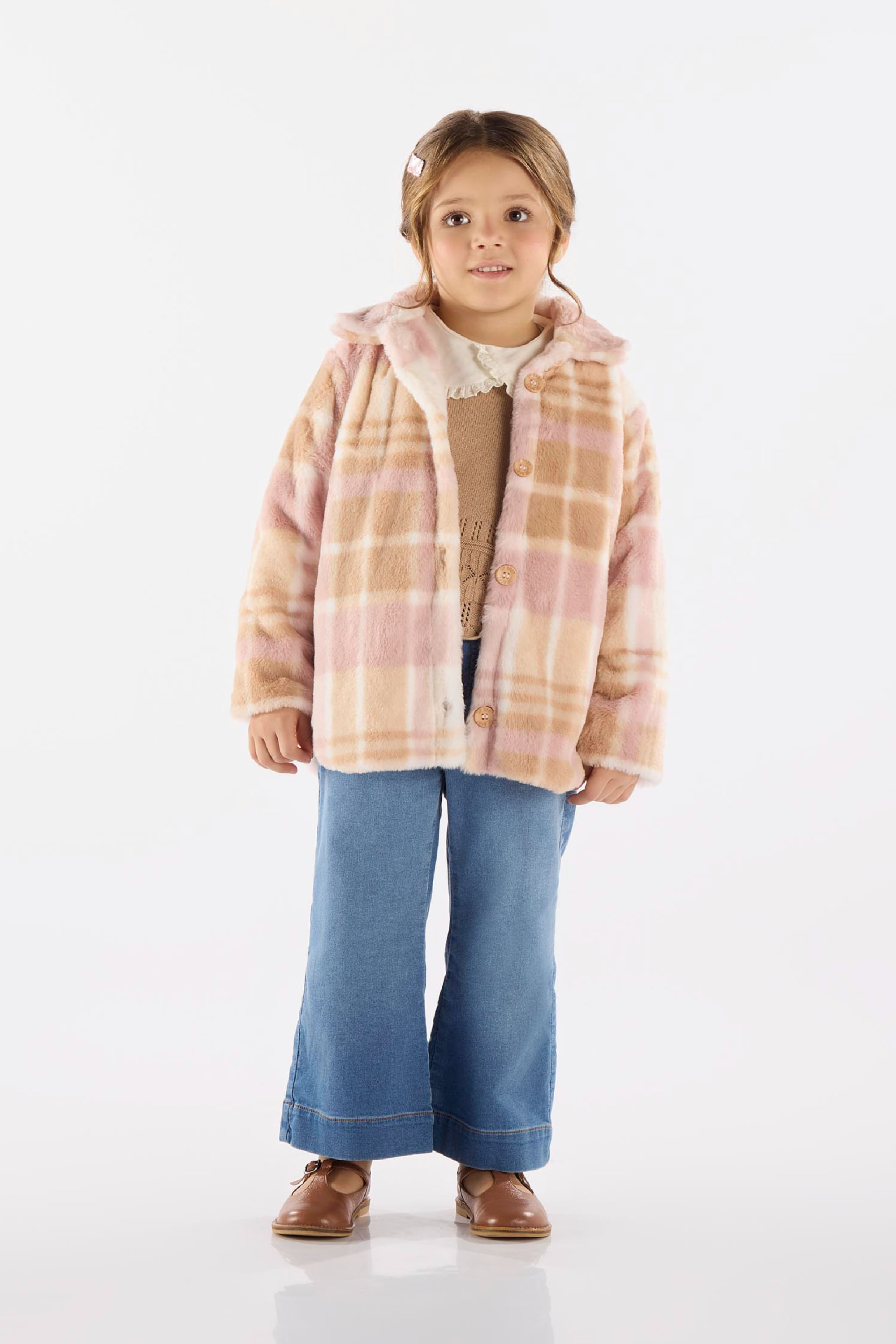 Casaco Infantil Xadrez em Pelo Sintético (Rosa) Up Baby - Imagem 22