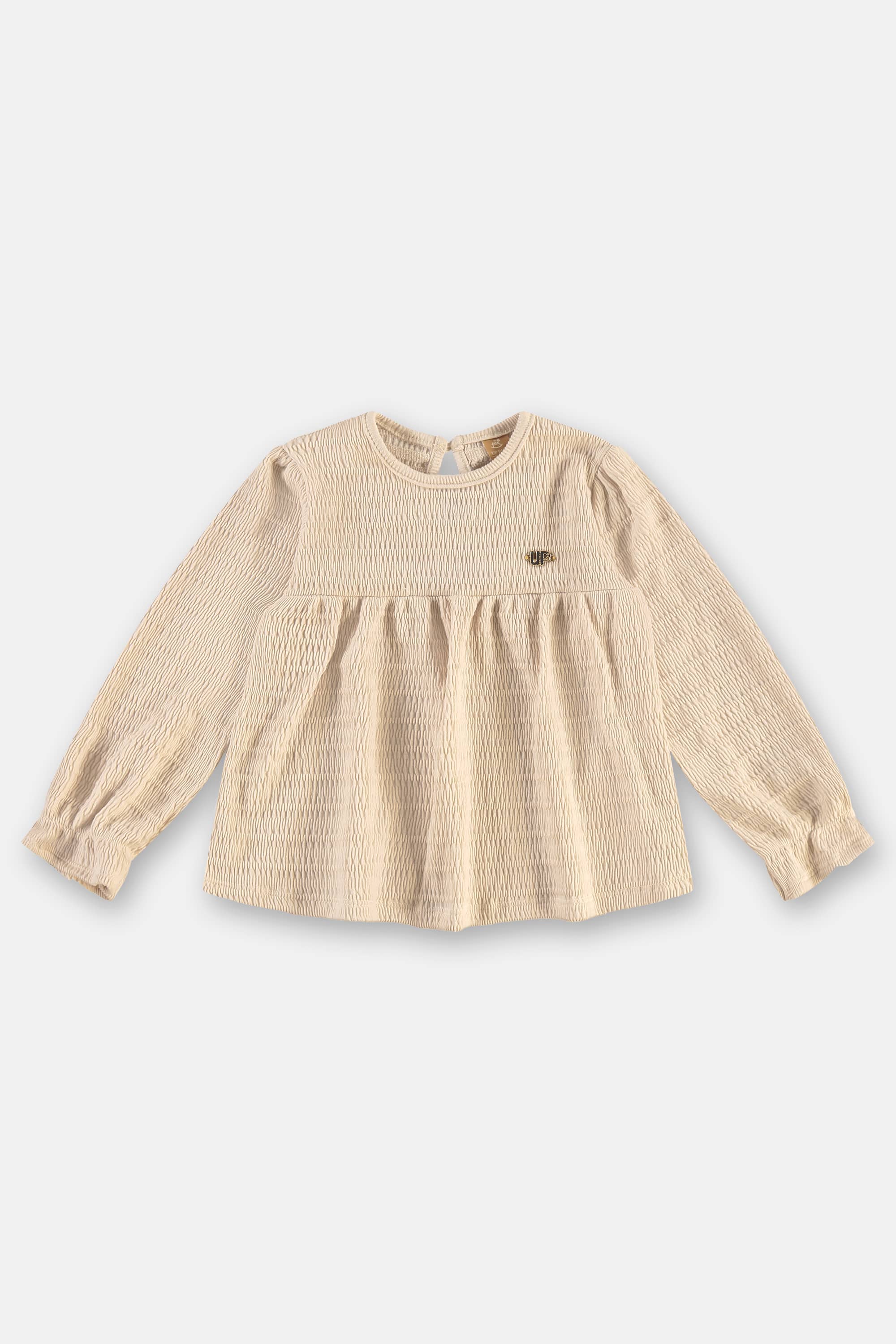 Blusa Infantil Manga Longa em Malha Plissada (Off White) Up Baby - Imagem 11