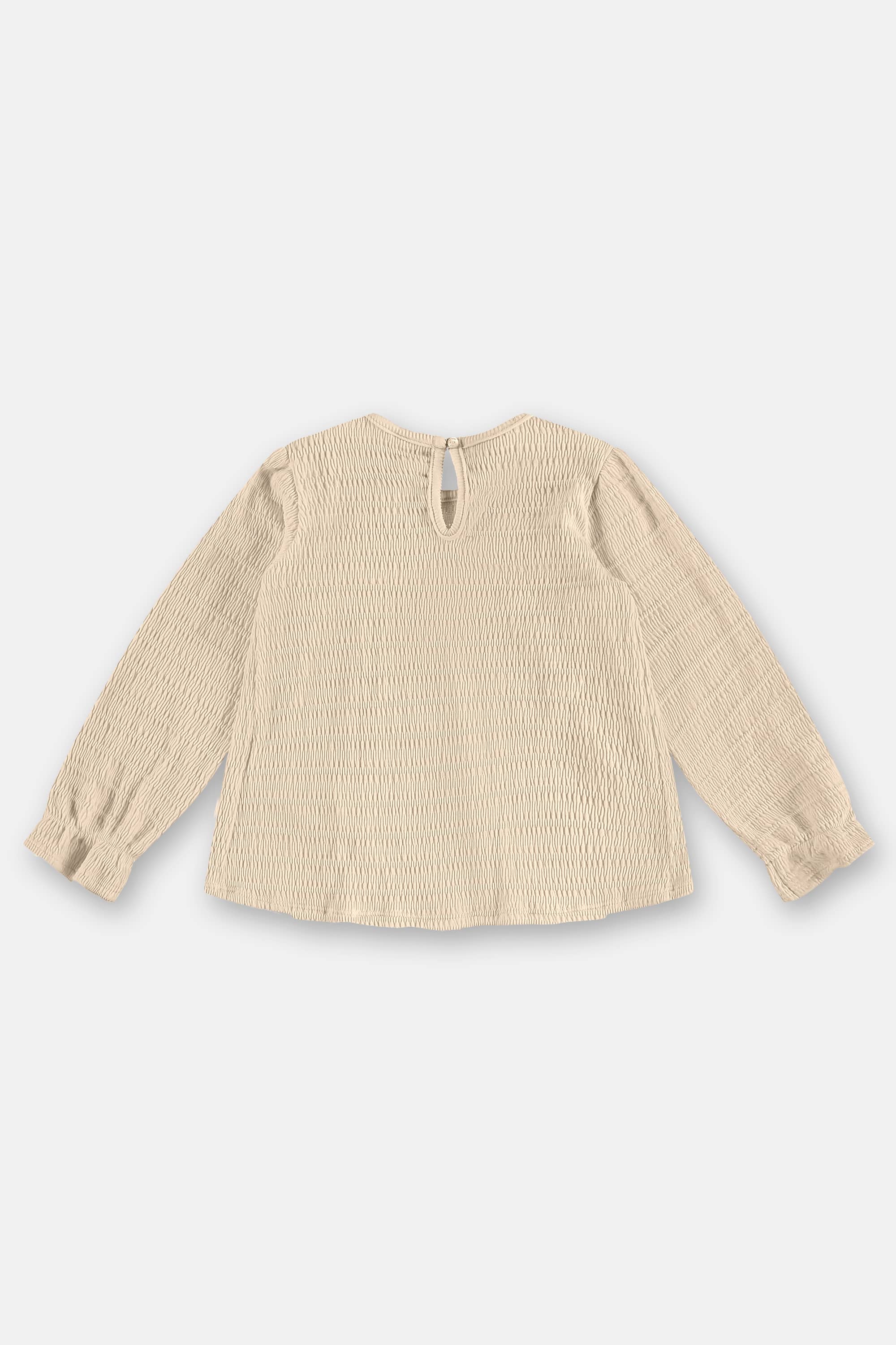 Blusa Infantil Manga Longa em Malha Plissada (Off White) Up Baby - Imagem 3