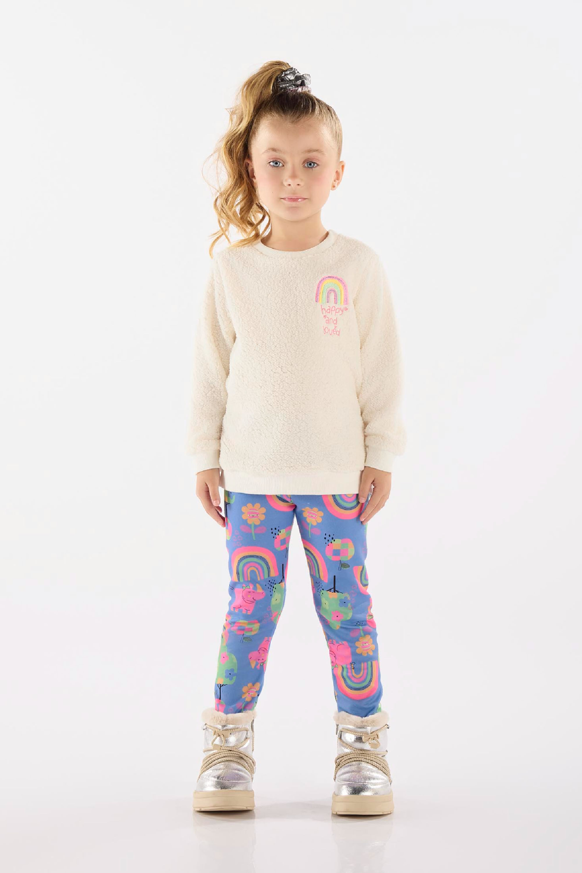 Conjunto Infantil com Blusão e Calça Peluciada (Off White) Up Baby