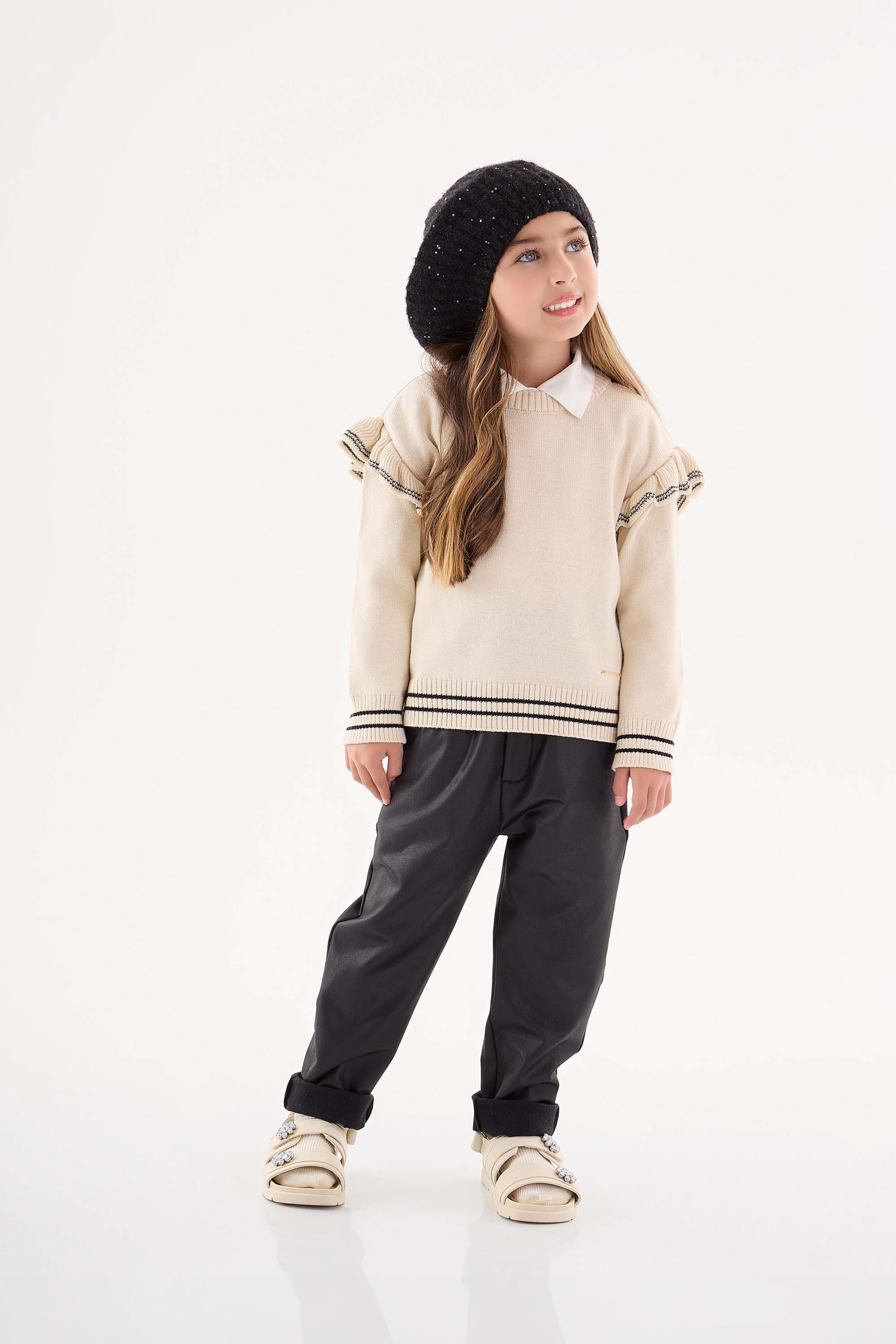 Blusão em Tricô Infantil Menina (Bege) Up Baby - Imagem 28