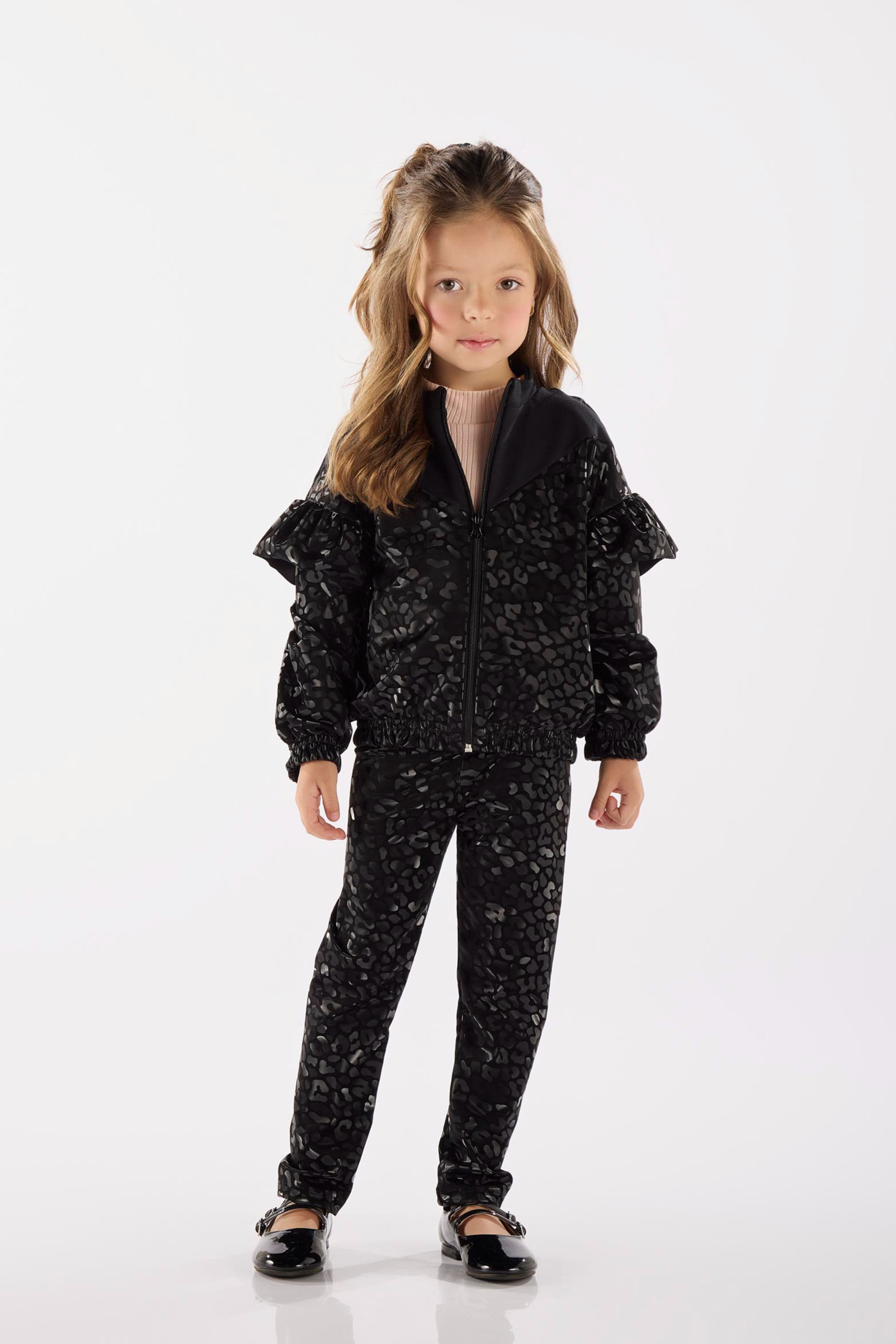 Conjunto Infantil Jaqueta e Calça Legging em Cirrê (Preto) Up Baby