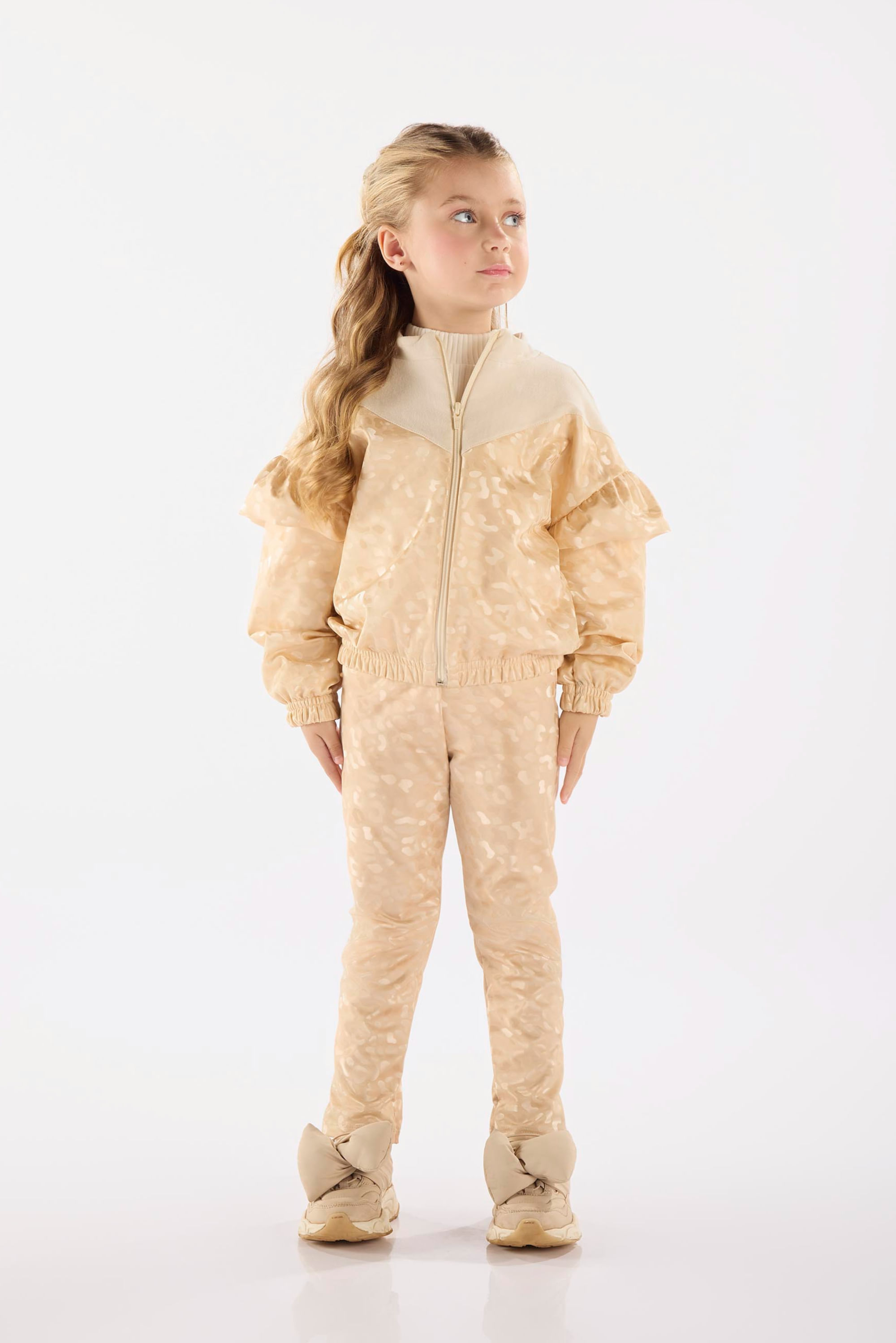 Conjunto Infantil Jaqueta e Calça Legging em Cirrê (Off White) Up Baby