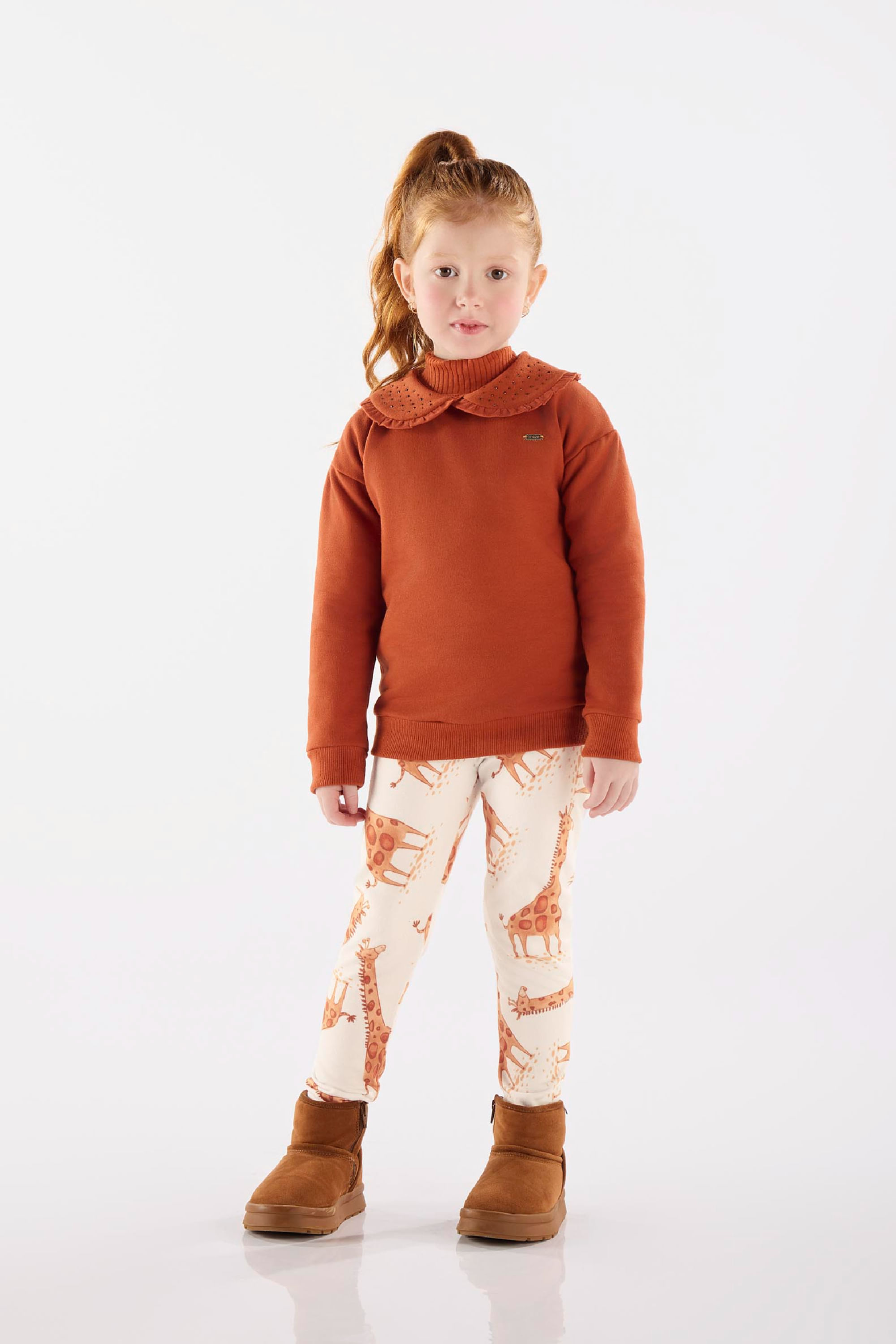 Calça Legging Infantil em Malha Peluciada (Off White) Up Baby