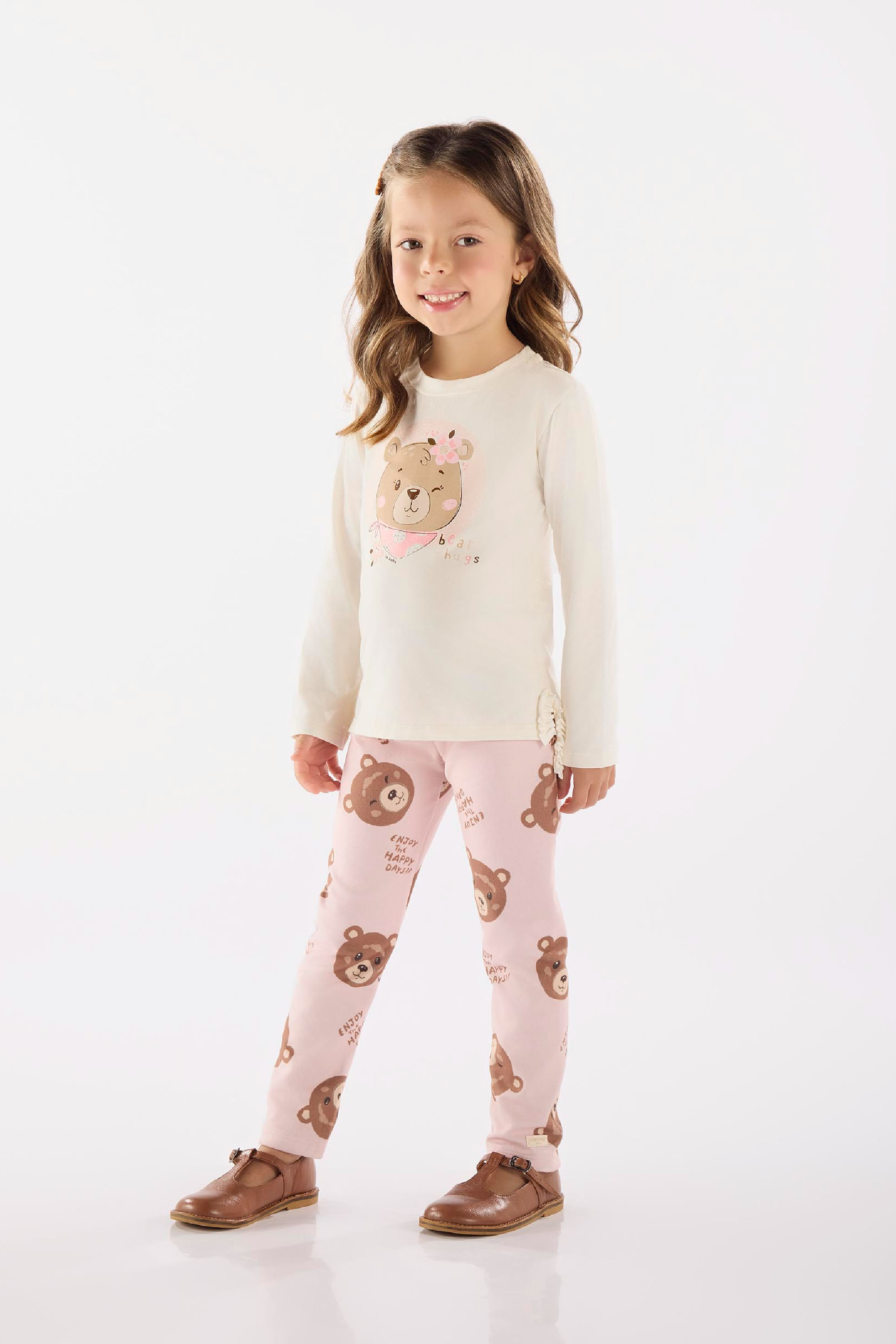 Conjunto Infantil com Blusa e Calça Legging Peluciada (Off White) Up Baby