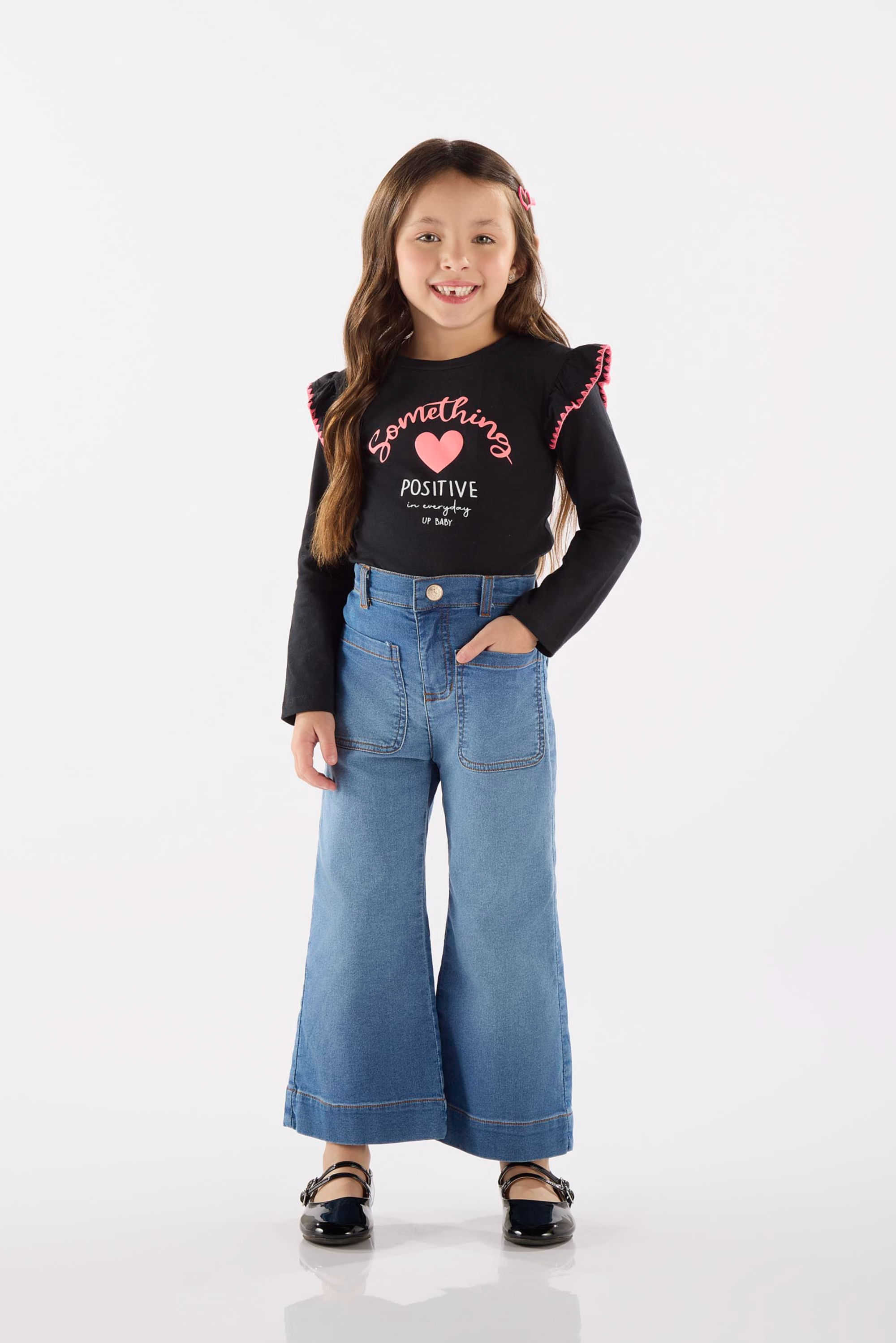 Calça Infantil Feminino em Jeans com Elastano (Azul) Up Baby