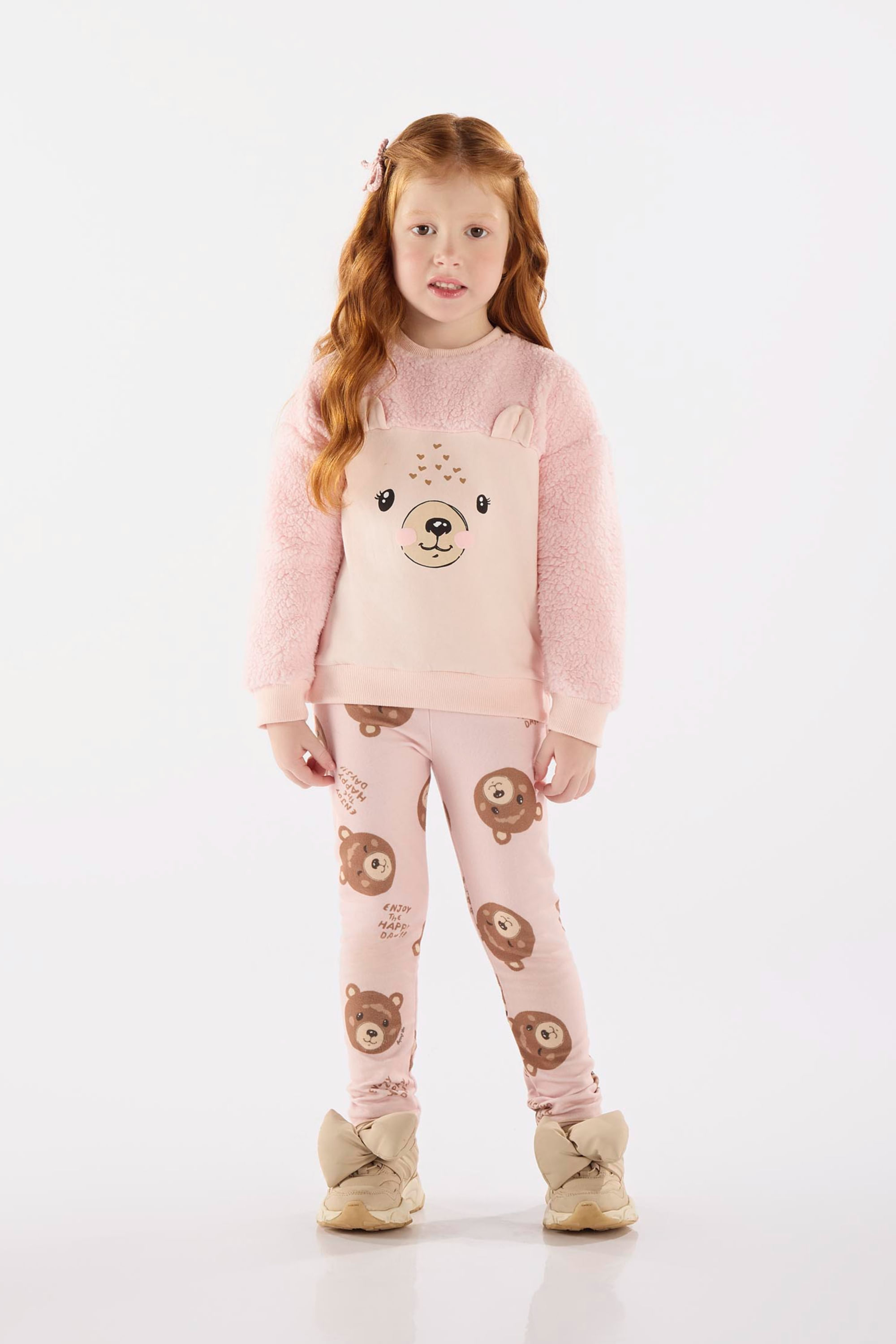 Conjunto Infantil com Blusão e Calça Legging Peluciada (Rosa) Up Baby