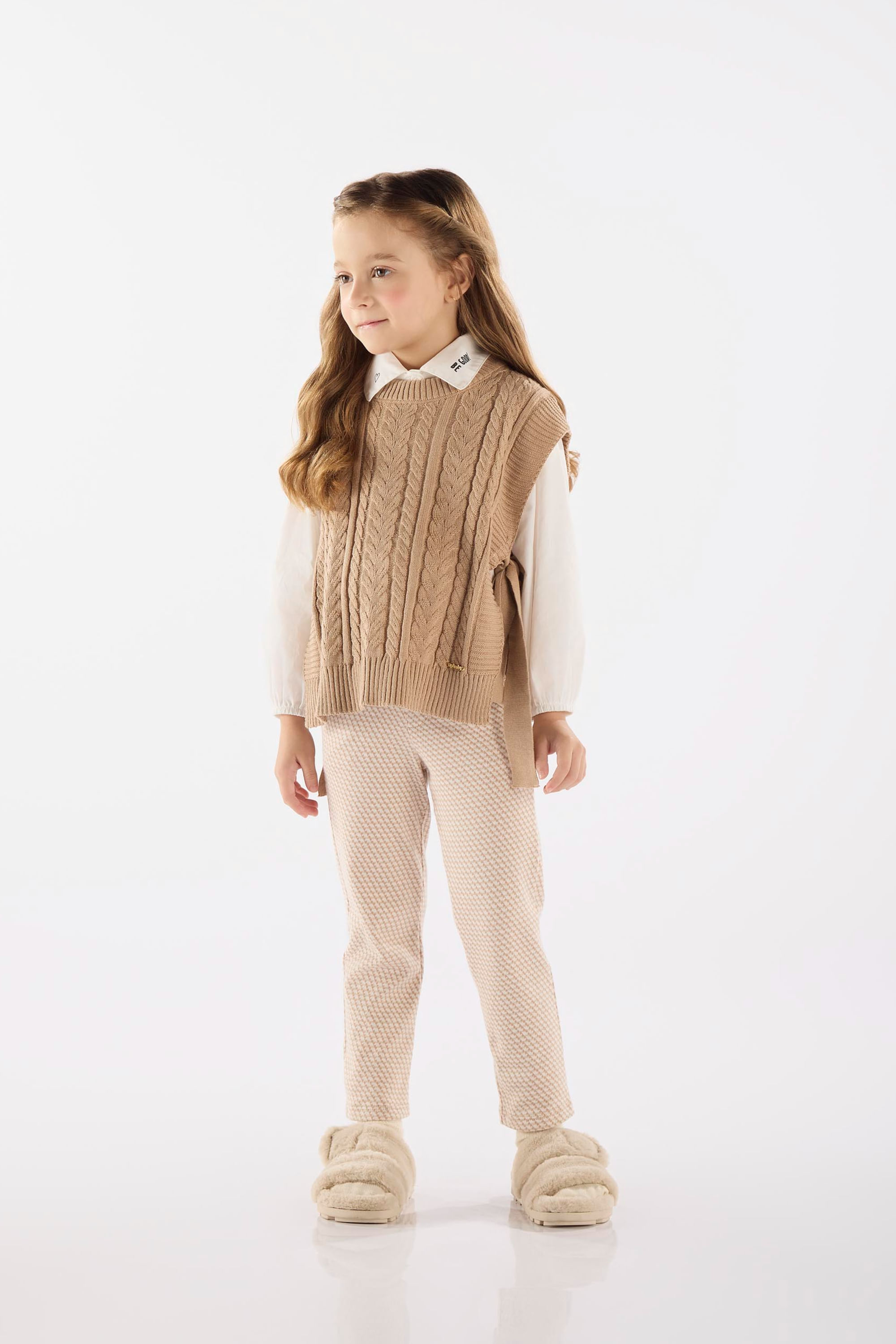 Calça Infantil em Malha Jacquard Xadrez (Marrom) Up Baby - Imagem 15