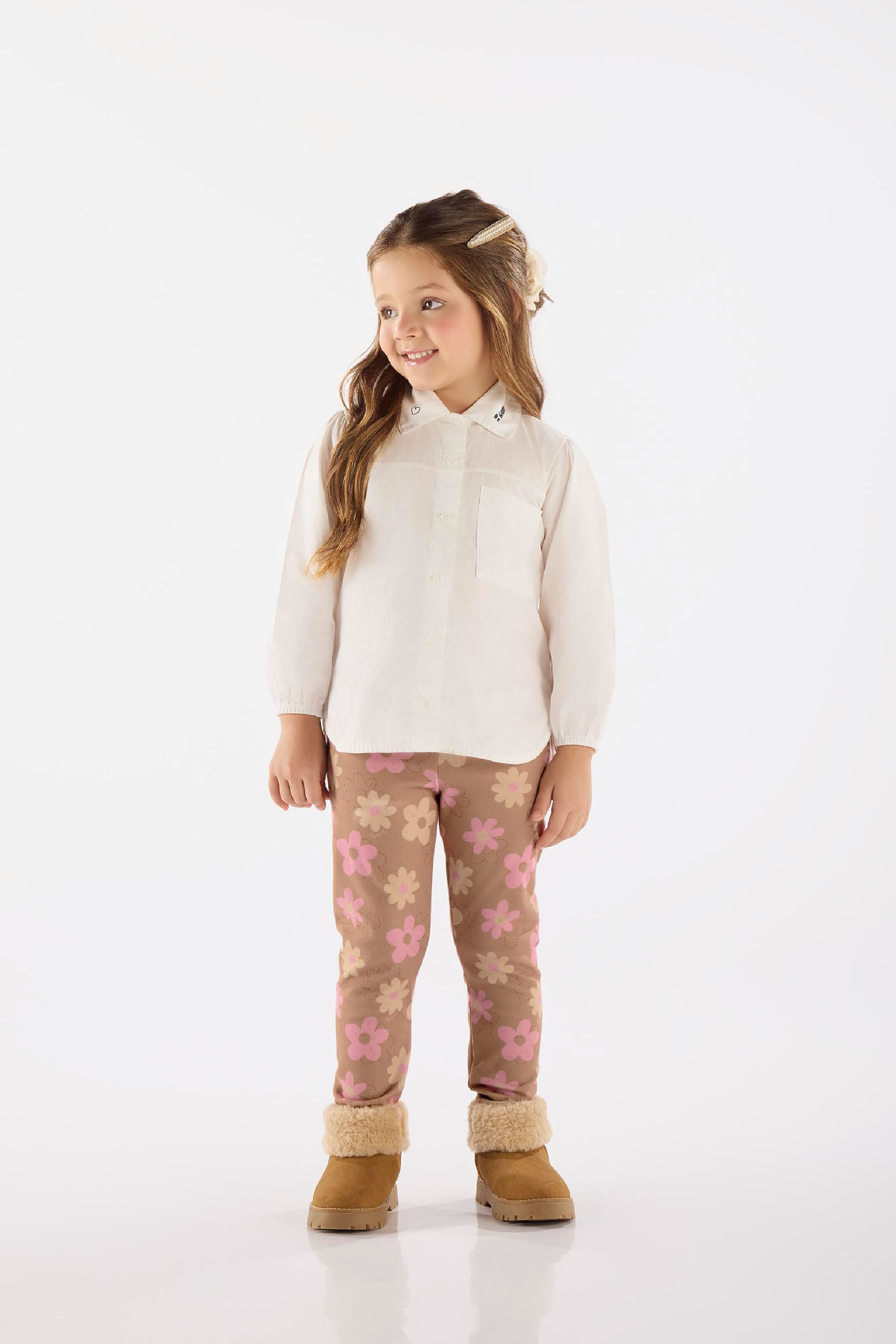 Camisa Manga Longa Infantil Feminino (Off White) Up Baby - Imagem 19