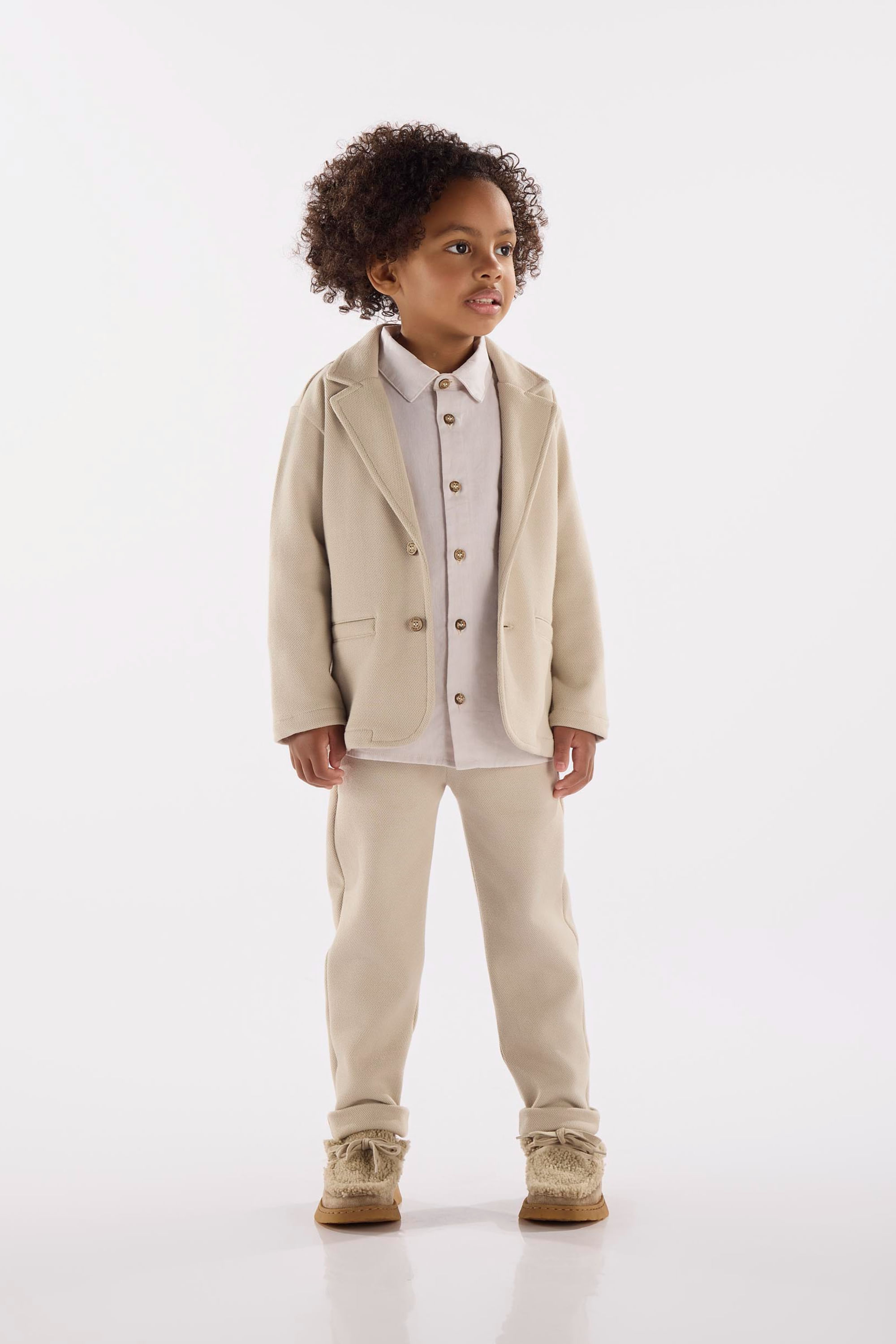 Calça Infantil em Malha Alfaiataria (Bege) Up Baby - Imagem 12