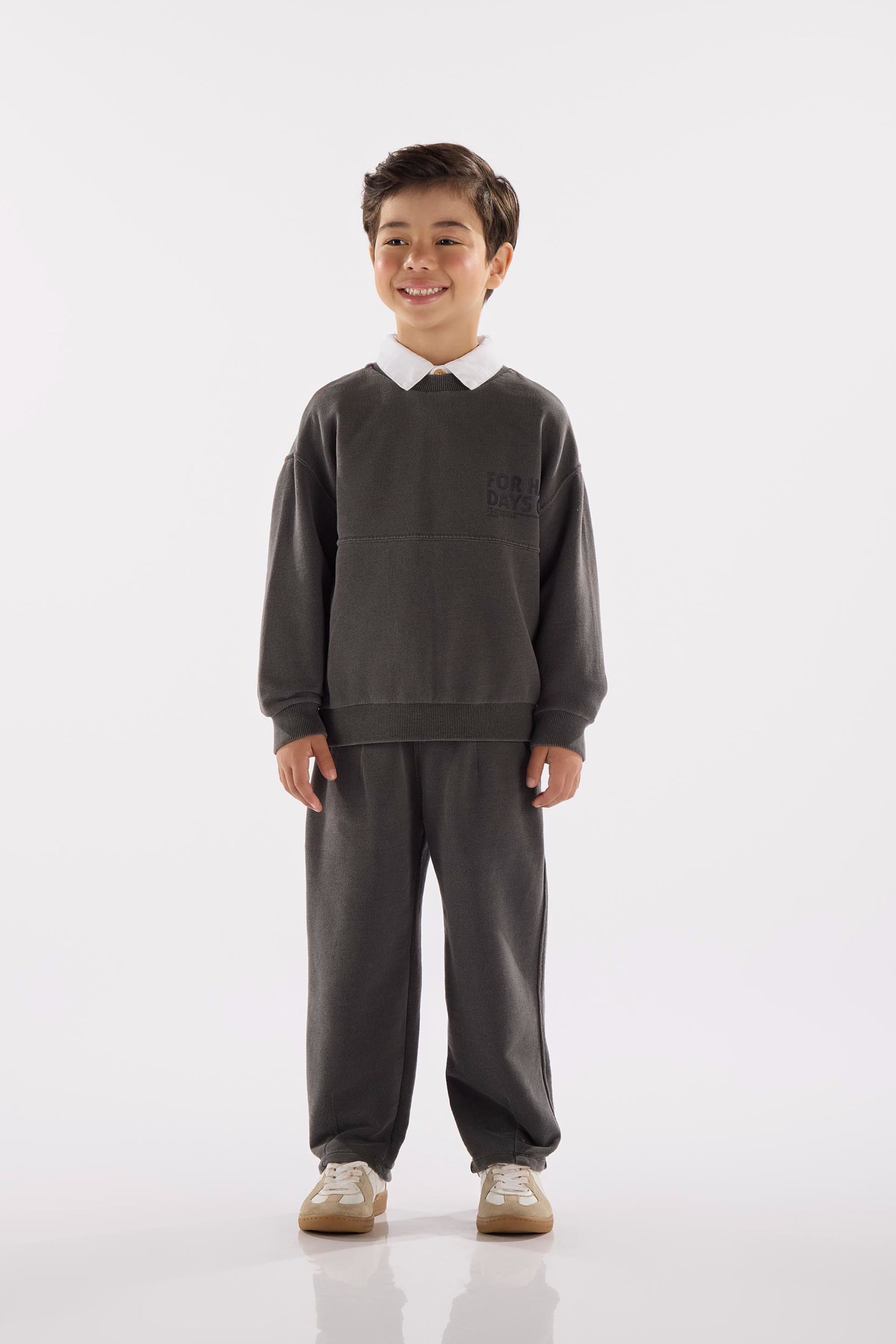 Conjunto Infantil para Menino em Moletom (Cinza Escuro) Up Baby