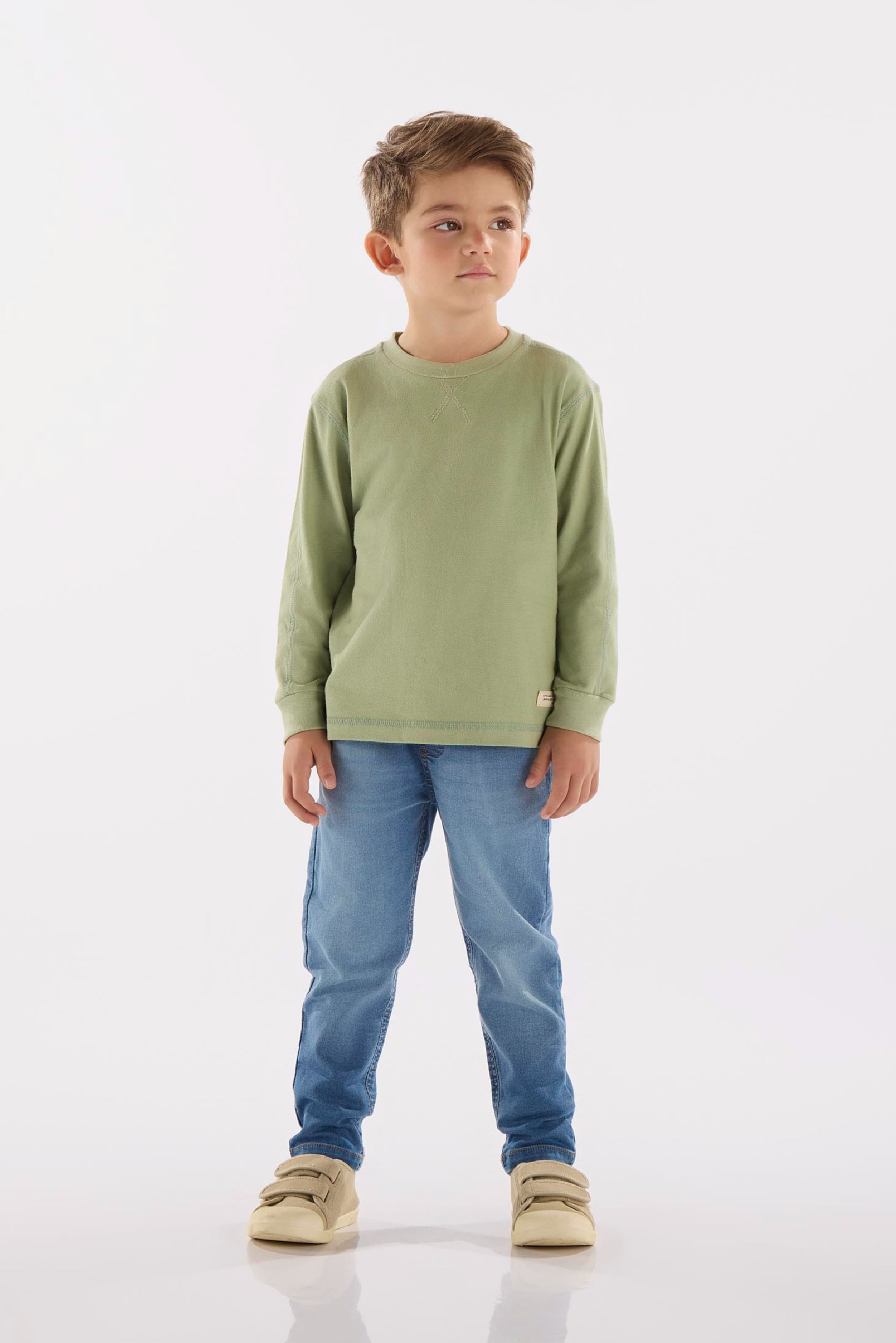 Calça Infantil em Jeans Moletom com Elastano (Azul) Up Baby - Imagem 4