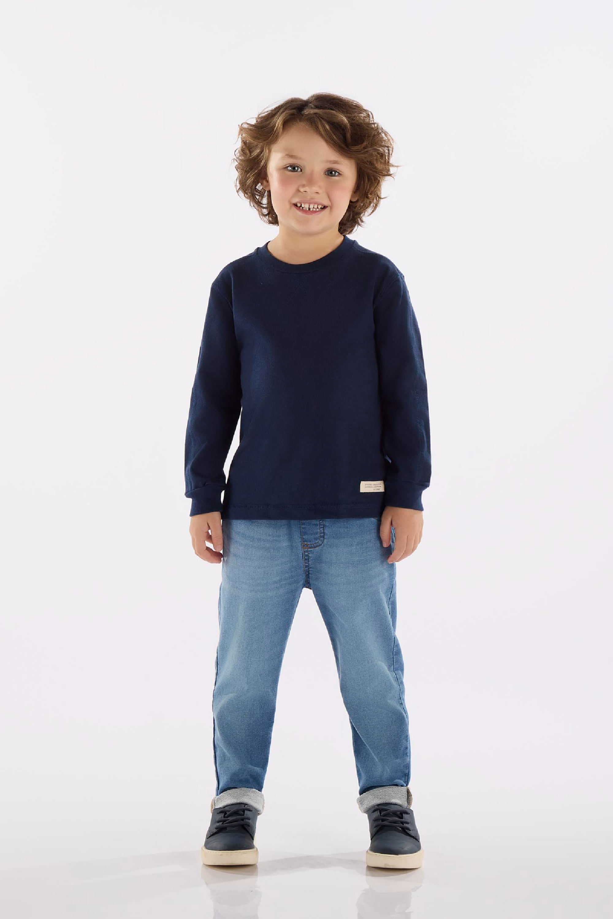 Calça Infantil em Jeans Moletom com Elastano (Azul) Up Baby - Imagem 5