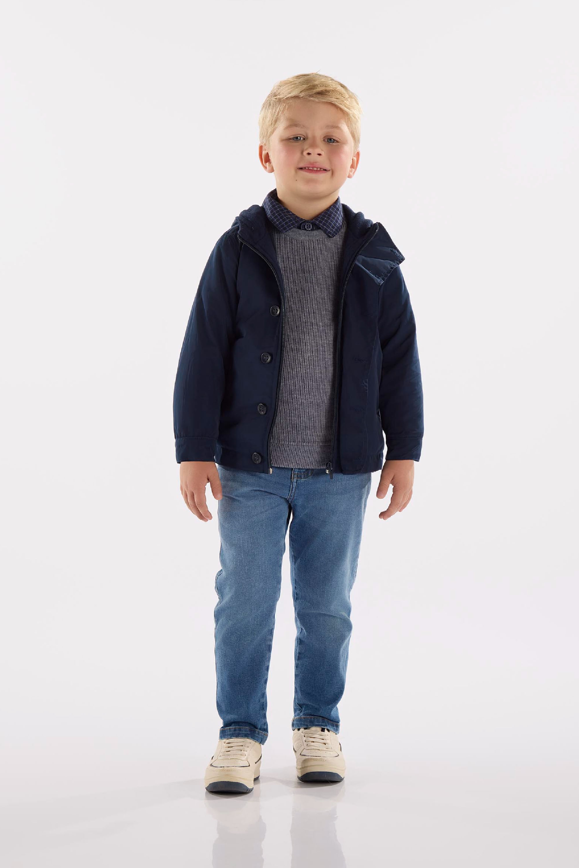 Jaqueta Infantil Masculina com Capuz Forrado e Forro em Malha Soft (Azul Marinho) Up Baby