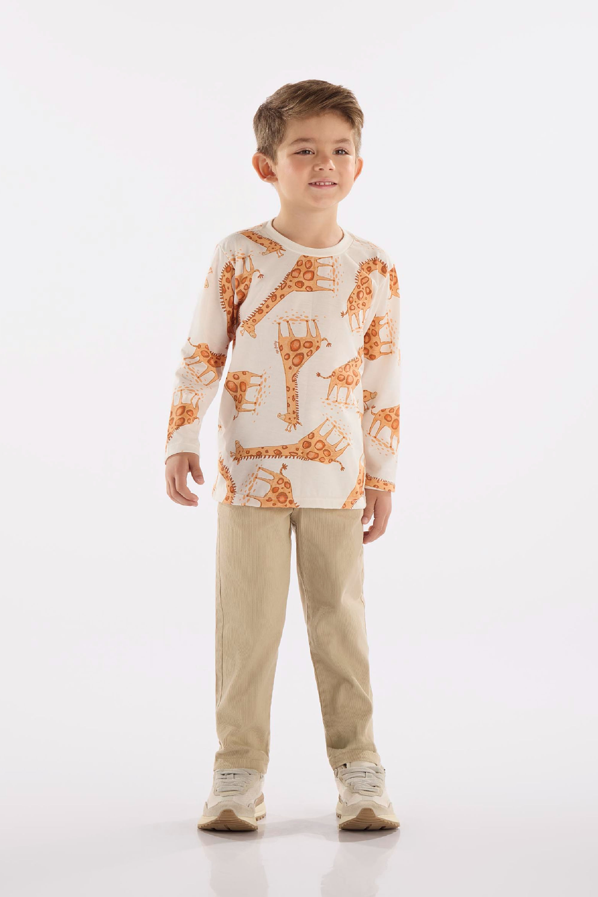 Camiseta Manga Longa em Meia Malha Infantil (Off White) Up Baby