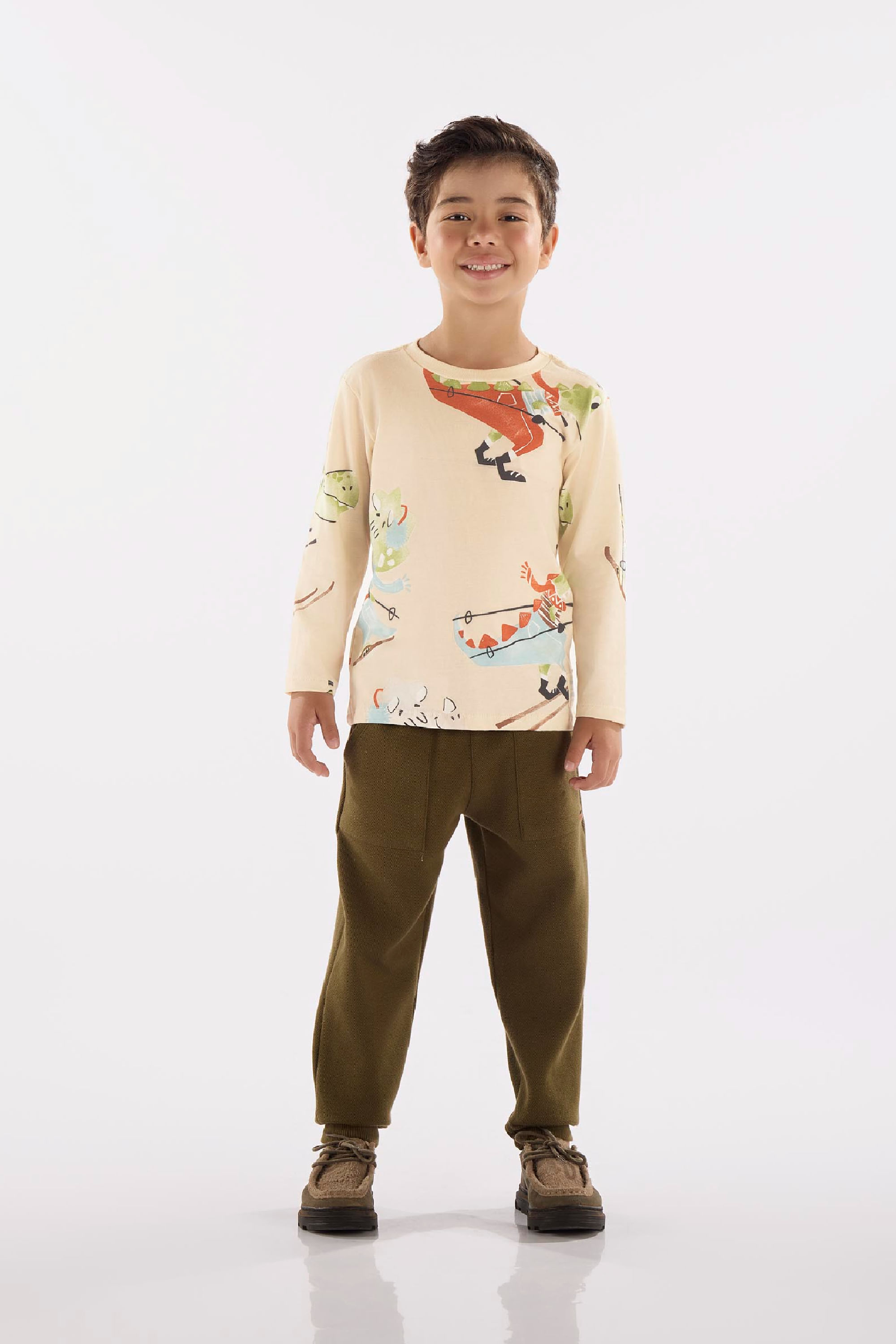 Camiseta Manga Longa em Meia Malha Infantil (Off White) Up Baby - Imagem 7