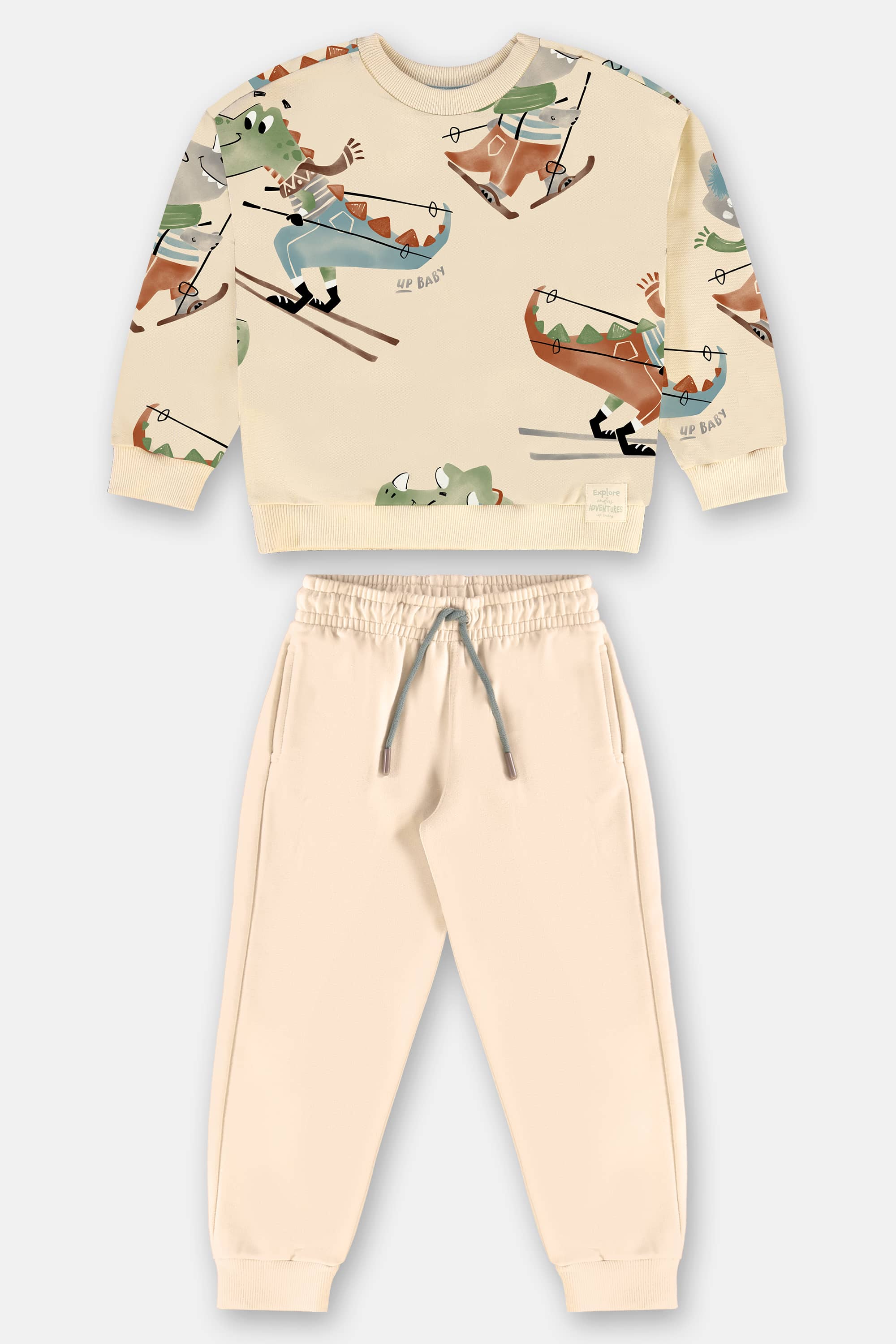 Conjunto Blusão e Calça em Moletom Infantil (Off White) Up Baby - Imagem 8