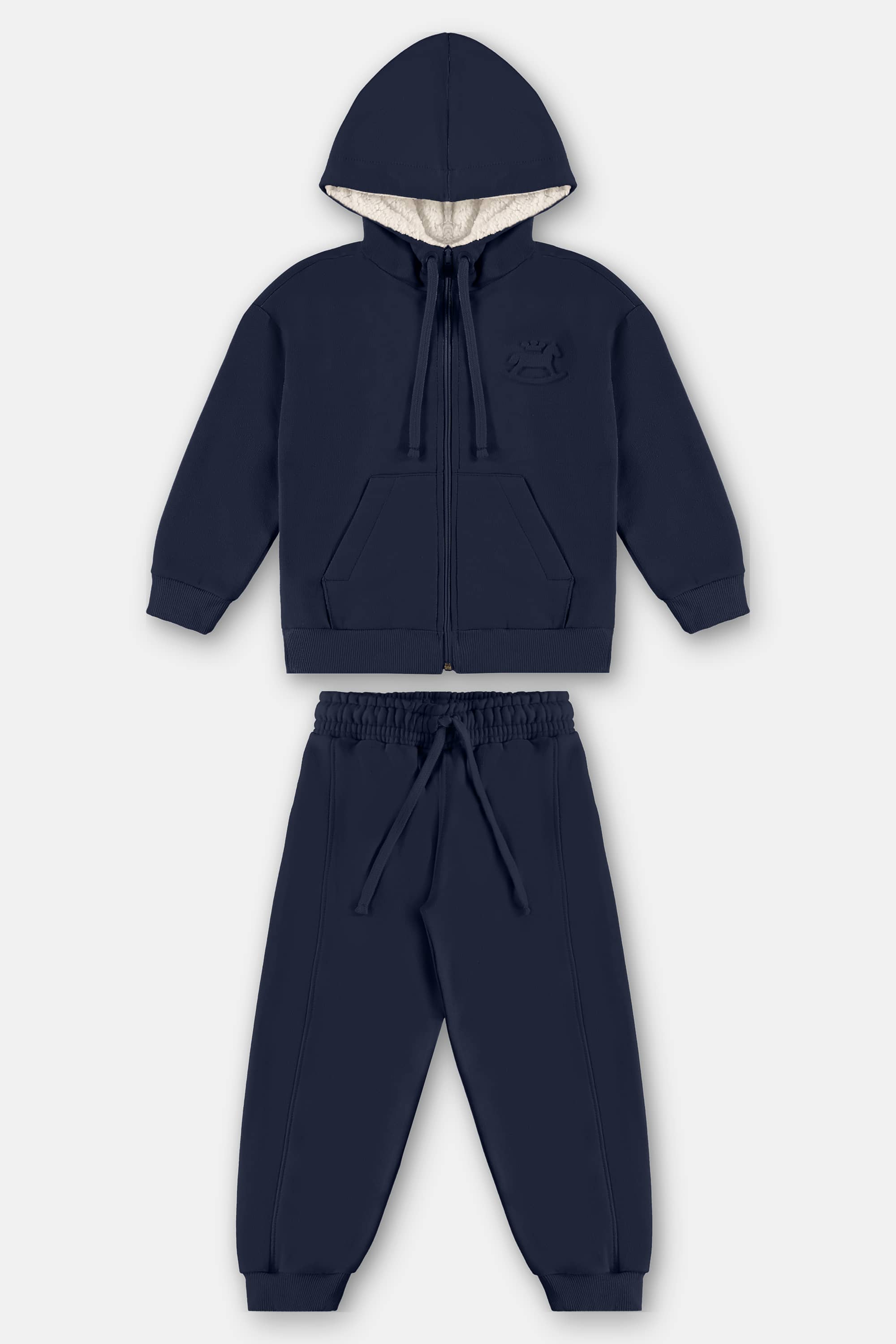 Conjunto Infantil Masculino em Moletom com Capuz Forrado (Azul Marinho) Up Baby - Imagem 58