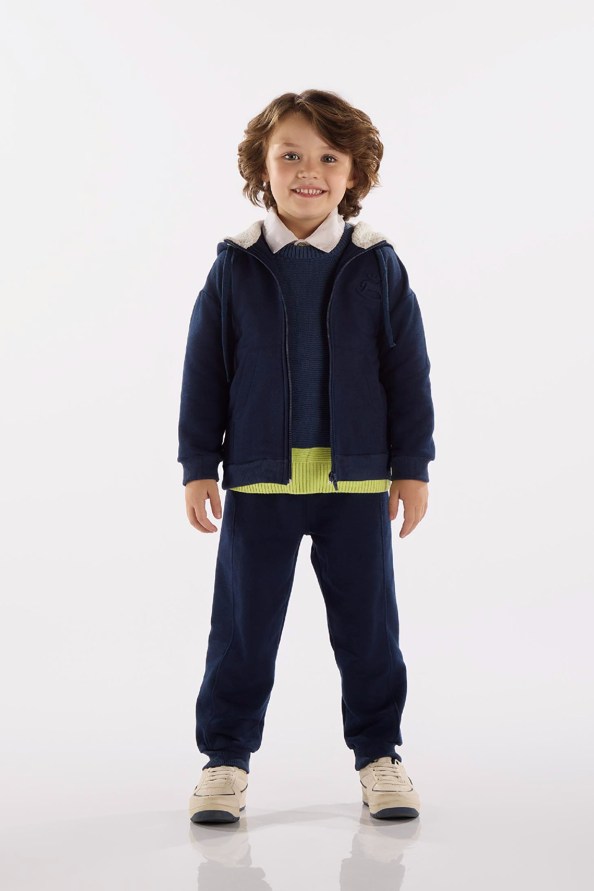 Conjunto Infantil Masculino em Moletom com Capuz Forrado (Azul Marinho) Up Baby - Imagem 57