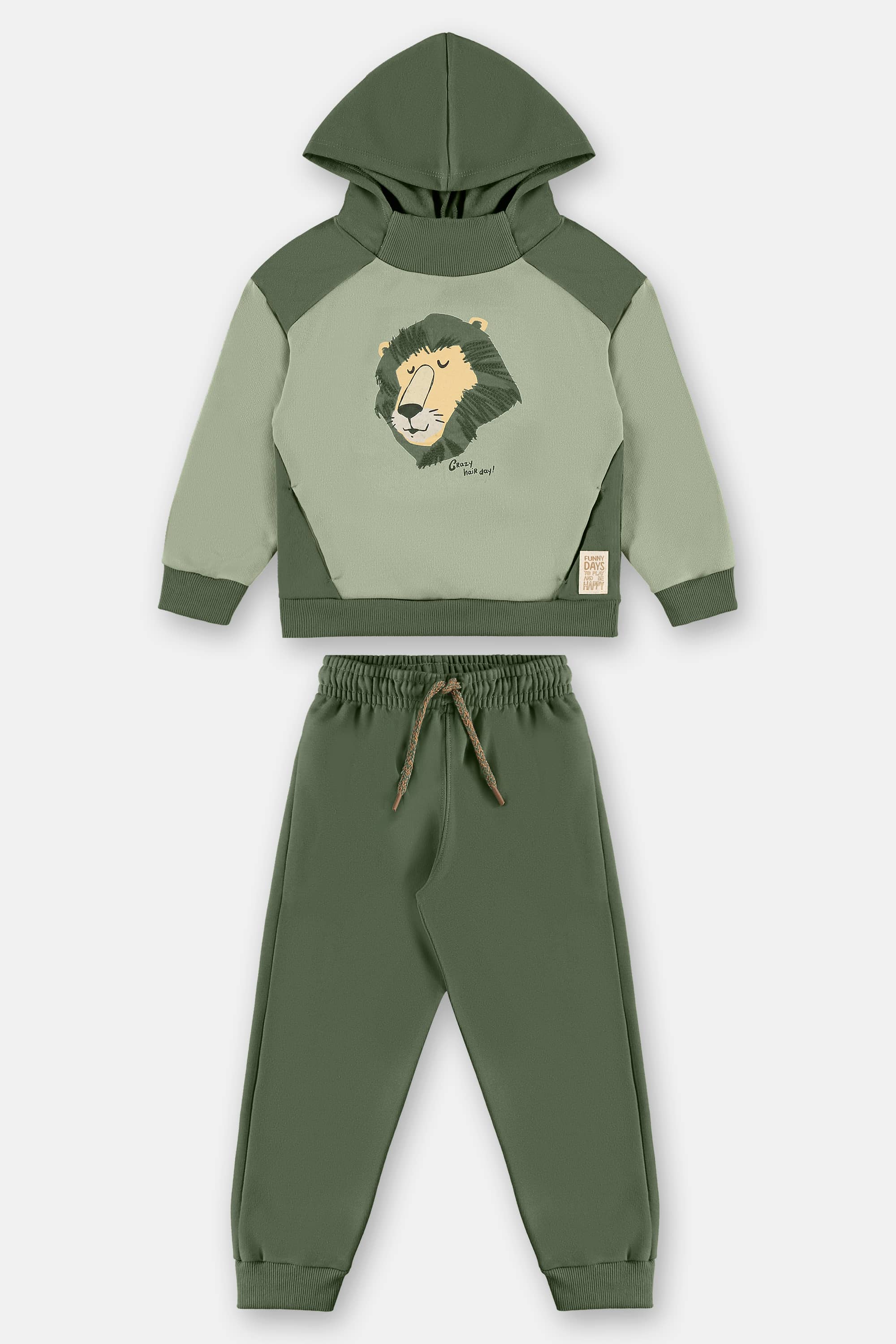 Conjunto Infantil Masculino em Moletom Felpado com Capuz (Verde) Up Baby - Imagem 42