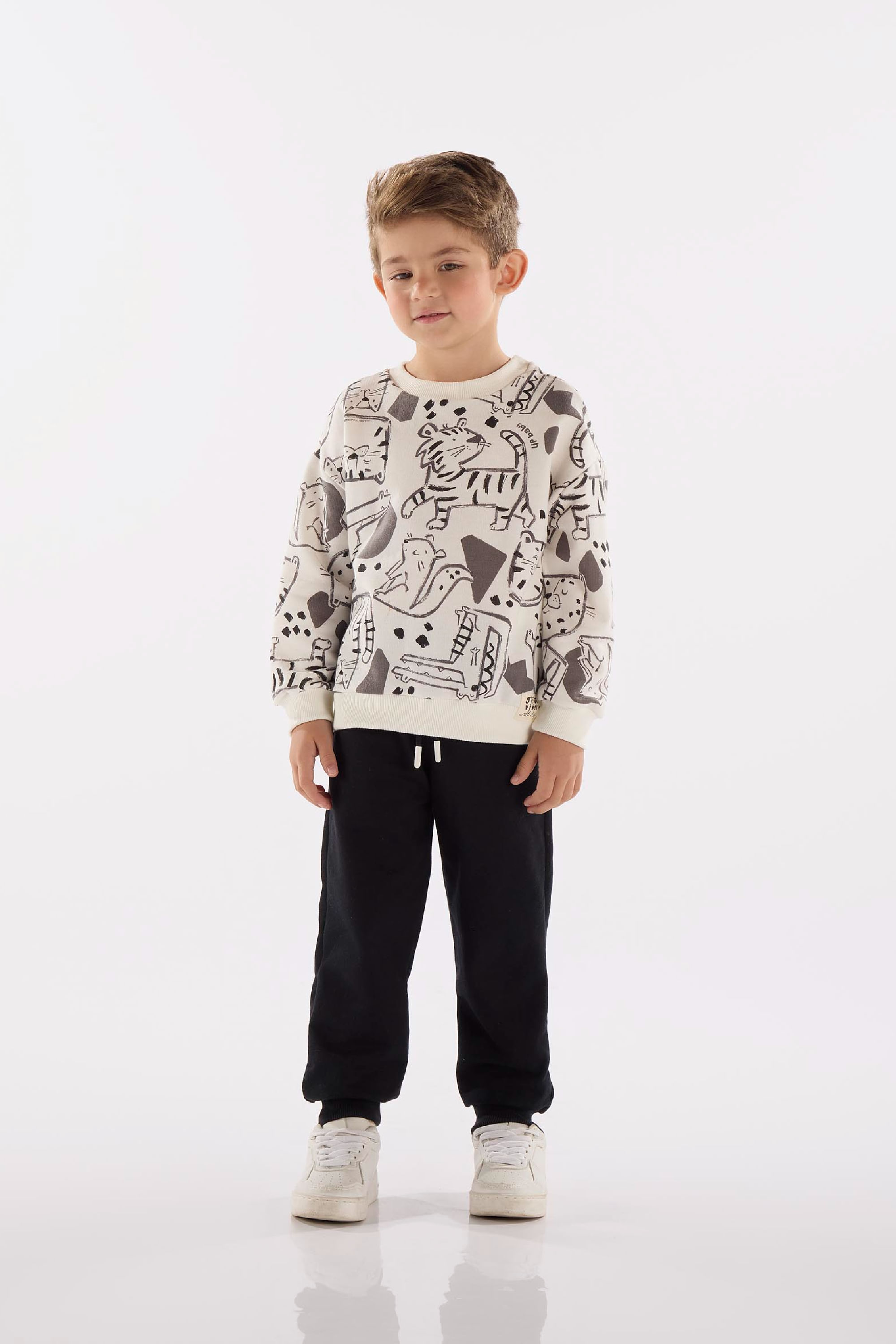 Conjunto Infantil Masculino em Moletom com Blusão e Calça (Preto) Up Baby