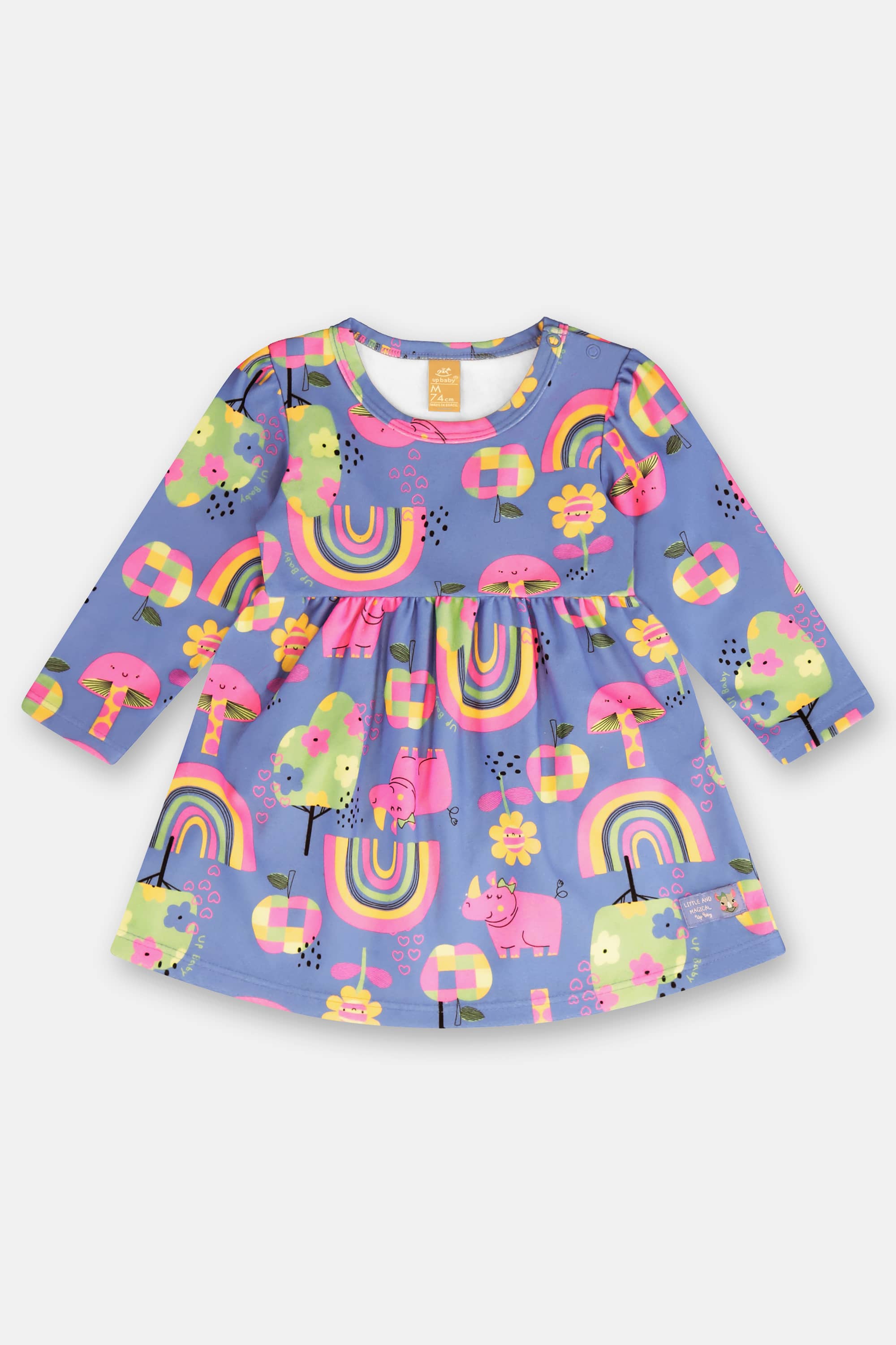 Vestido para Bebê em Malha Peluciada (Azul Claro) Up Baby