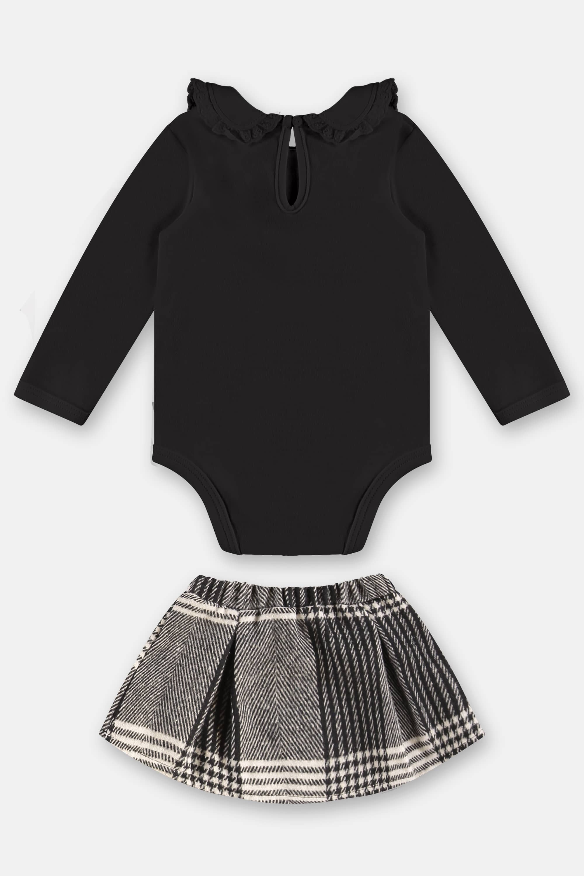 Conjunto para Bebê Menina com Body em Suedine e Saia Xadrez (Preto) Up Baby - Imagem 22