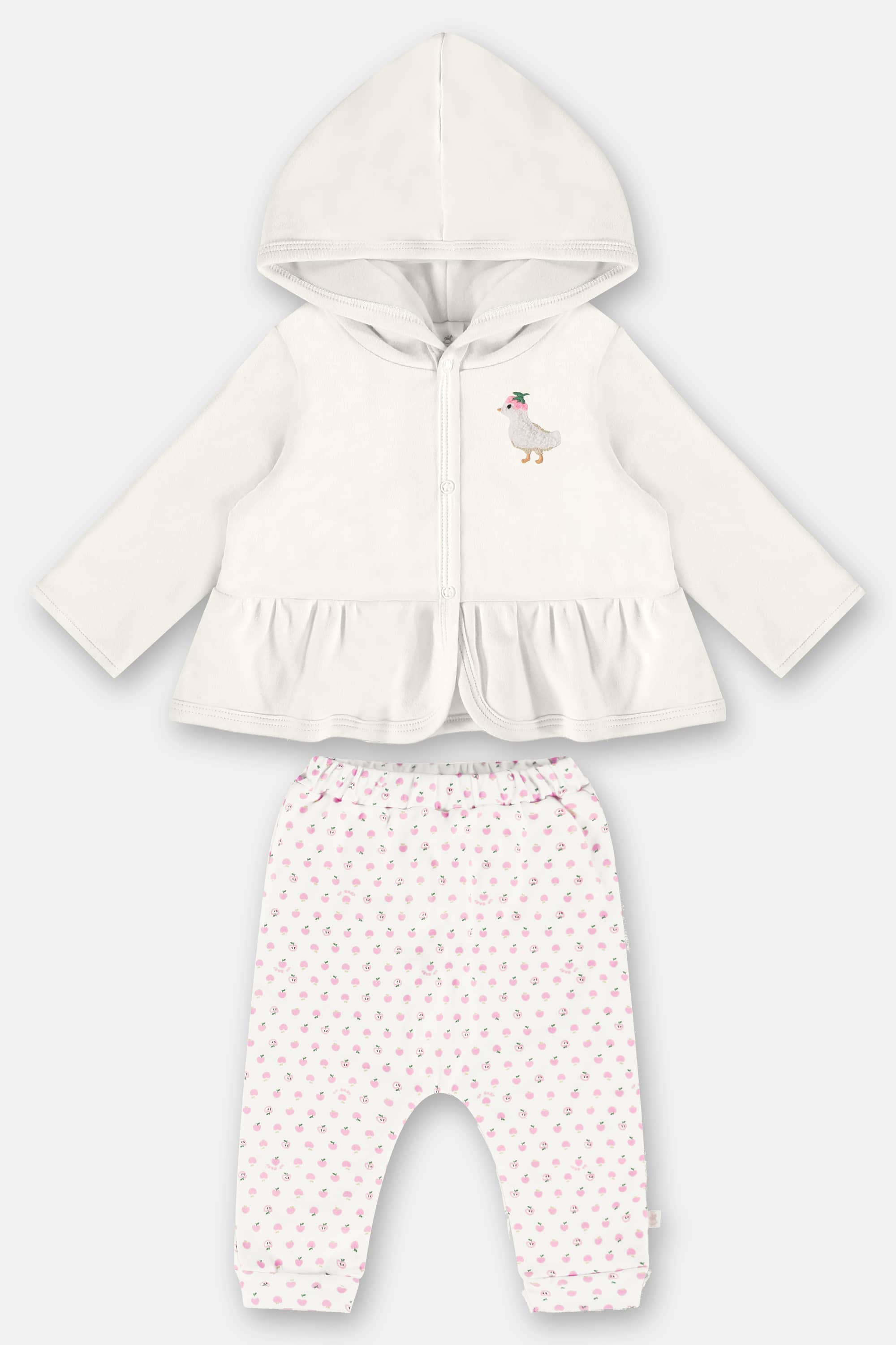Conjunto com Cardigan e Calça para Bebê Menina (Off White) Up Baby