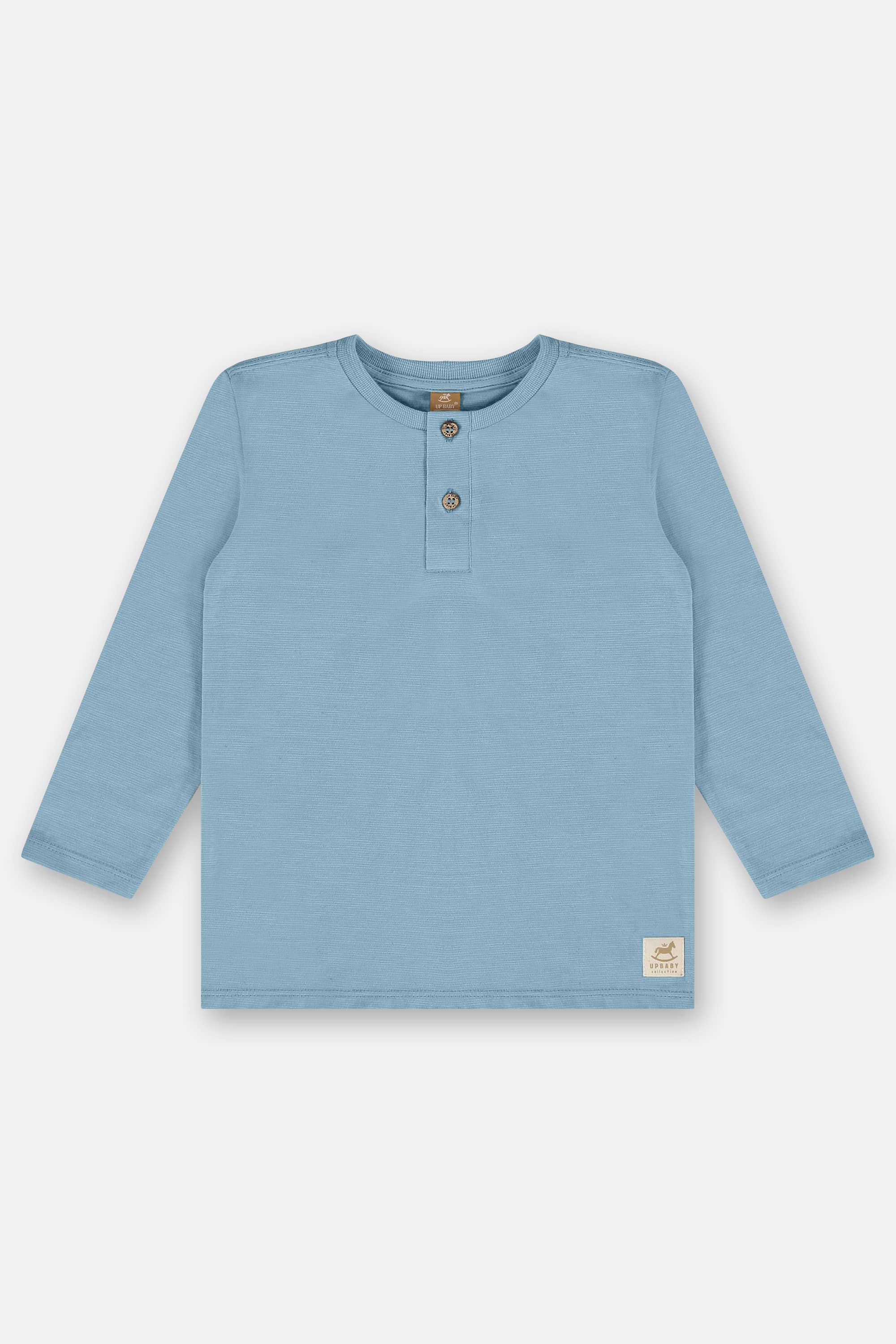 Camiseta Infantil Masculina em Malha Flamê Linho (Azul) Up Baby