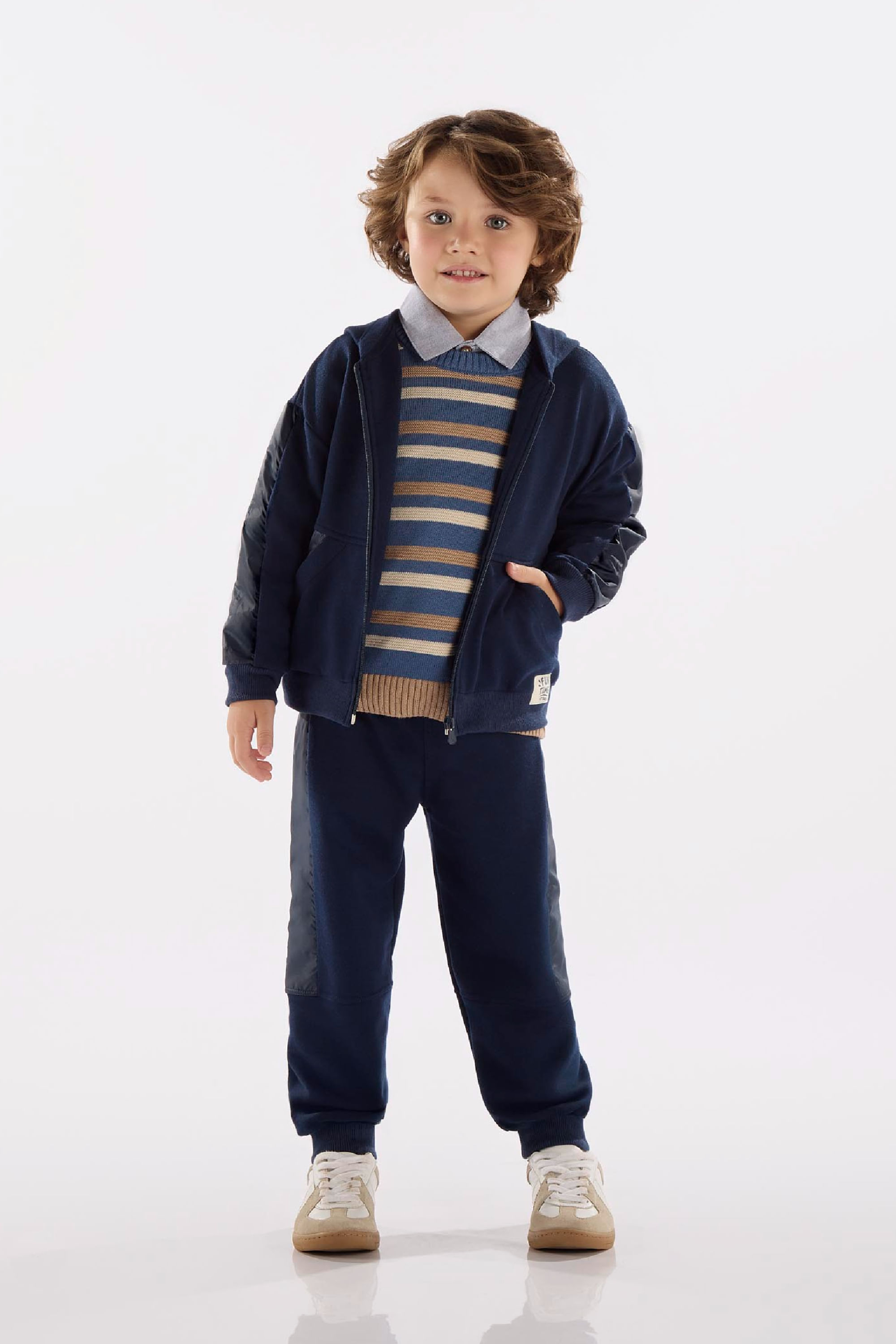 Conjunto Infantil com Jaqueta e Calça em Moletom (Azul) Up Baby