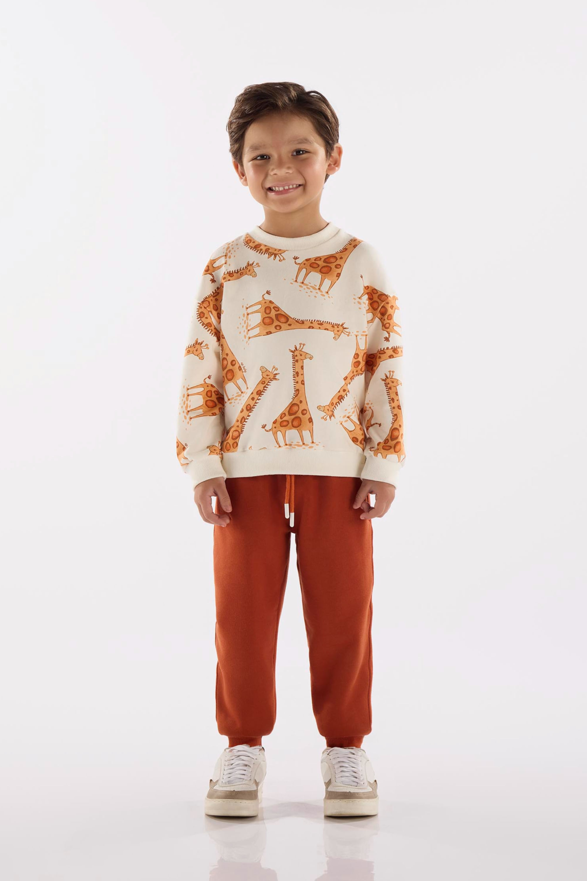 Conjunto Infantil Masculino com Blusão e Calça em Moletom (Off White) Up Baby