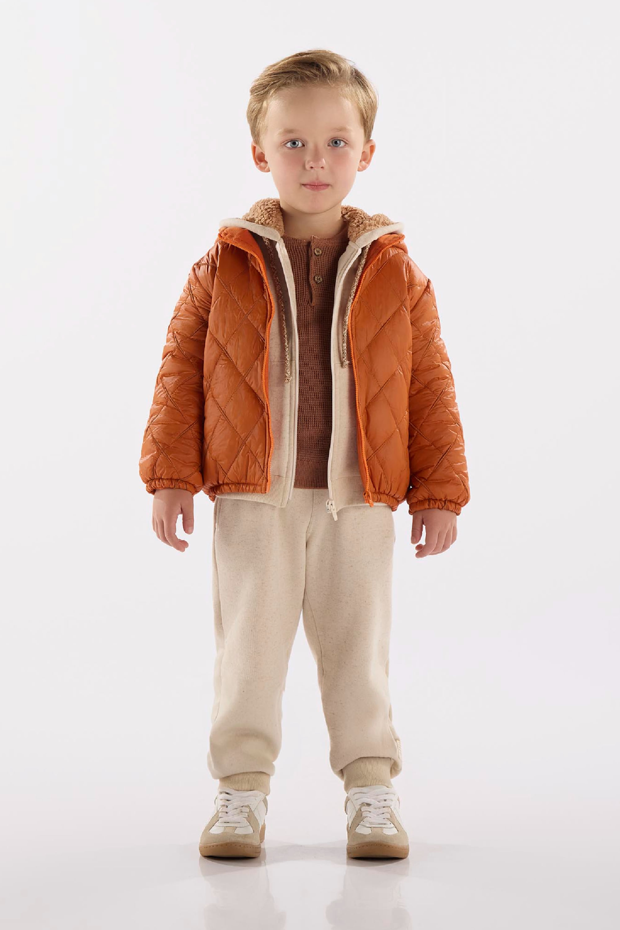 Jaqueta Infantil Masculino em Matelassê Forrado (Laranja) Up Baby