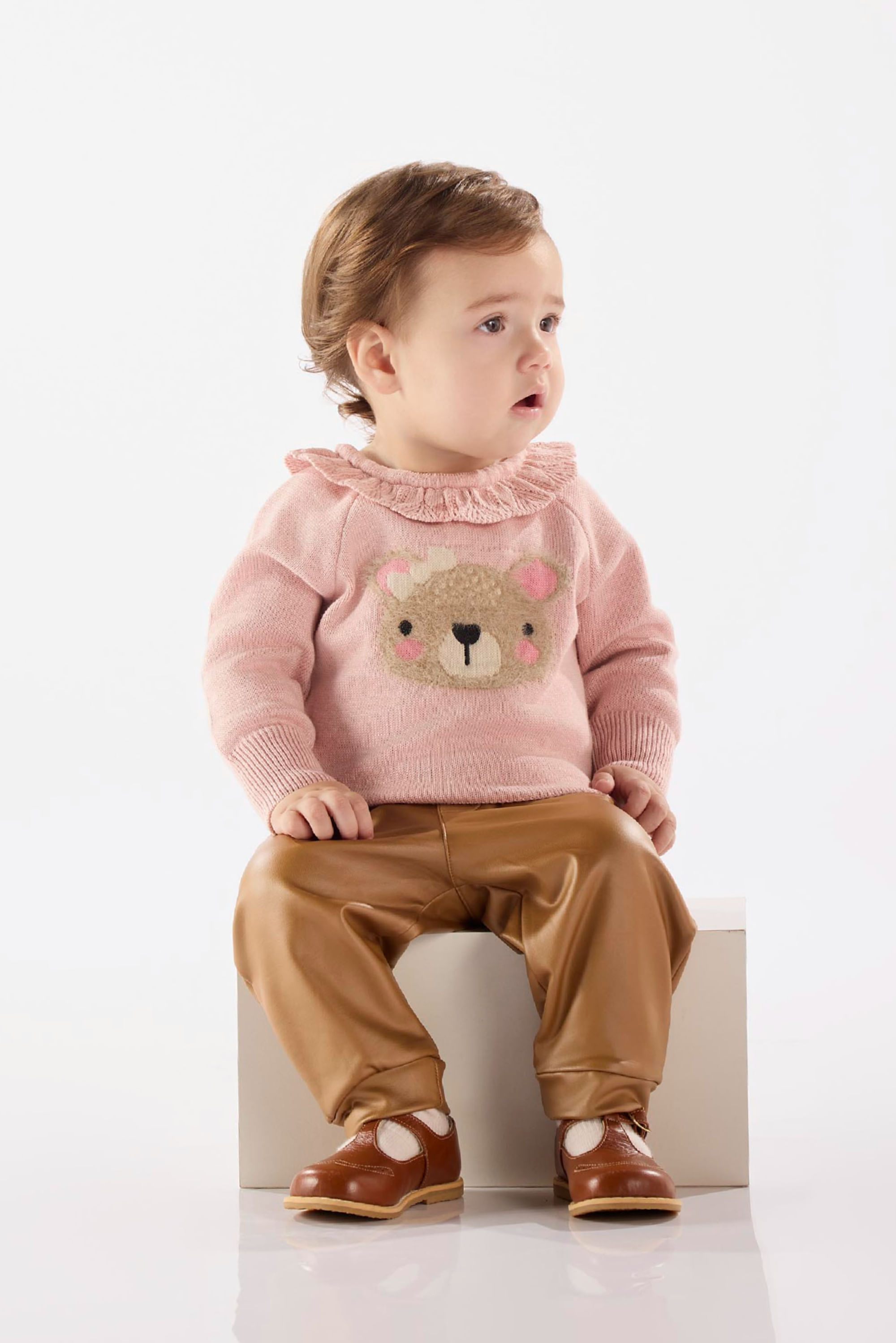 Blusão em Tricot Ursinho para Bebê Menina (Rosa) Up Baby
