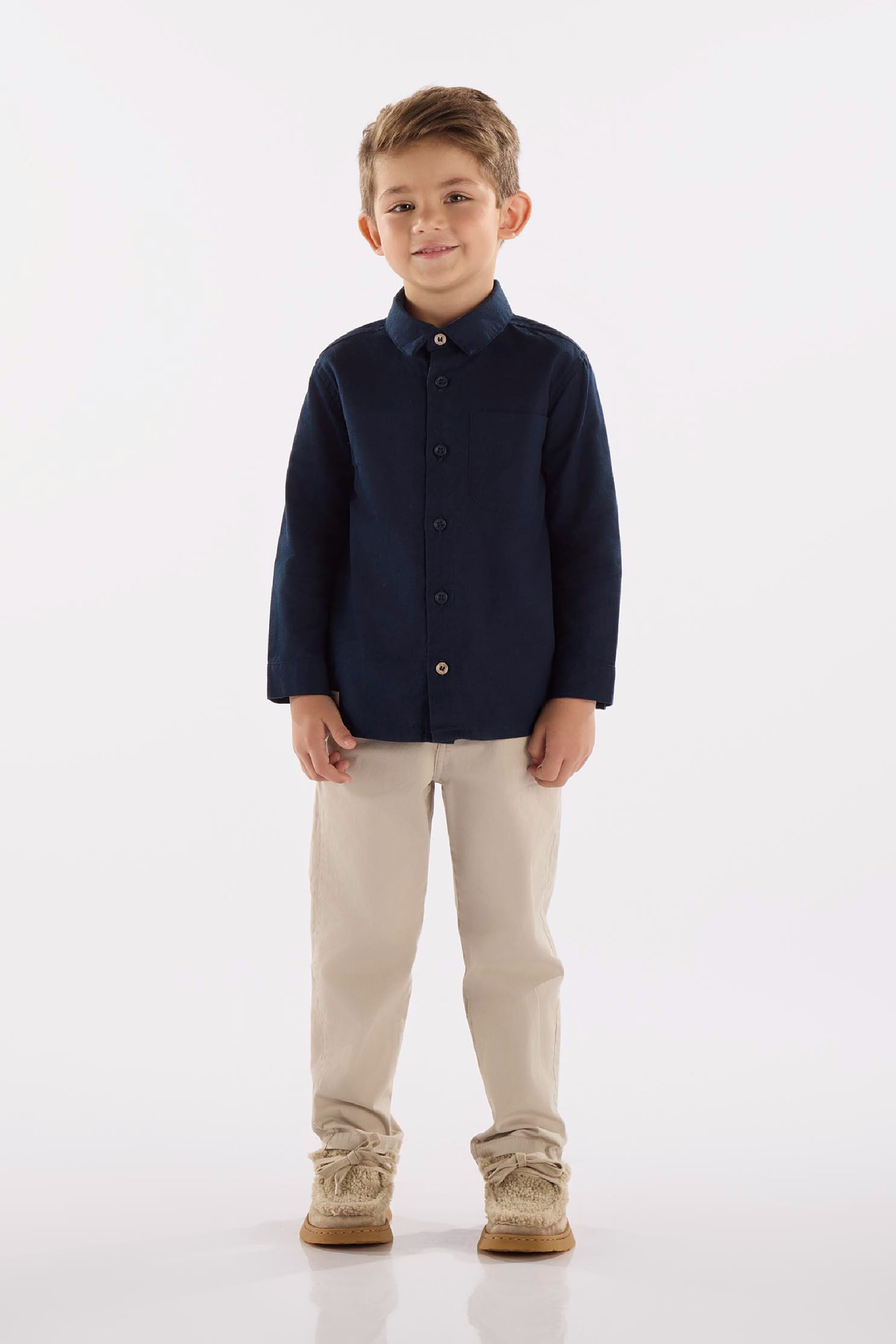 Conjunto Infantil com Camisa e Calça em Sarja (Azul) Up Baby