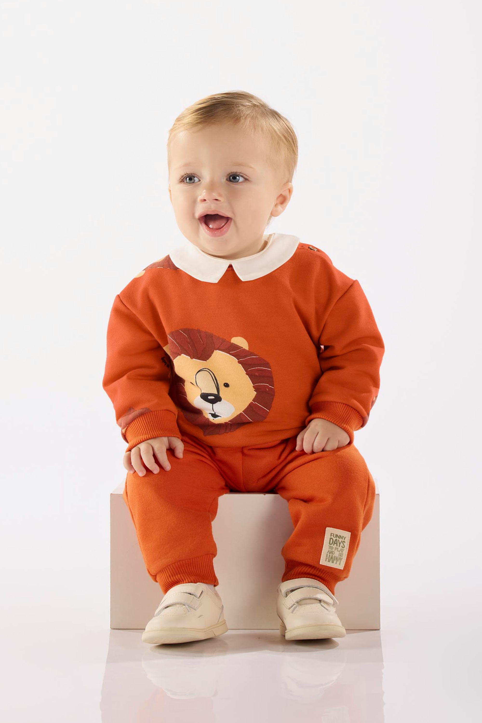 Conjunto Infantil Masculino com Blusa e Calça (Laranja) Up Baby