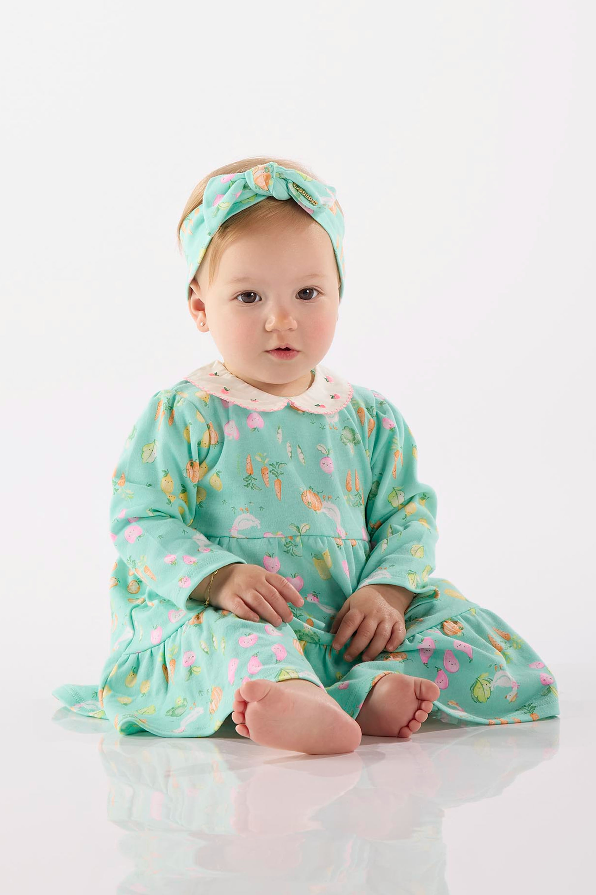 Conjunto com Vestido e Calcinha para Bebê Menina (Verde) Up Baby