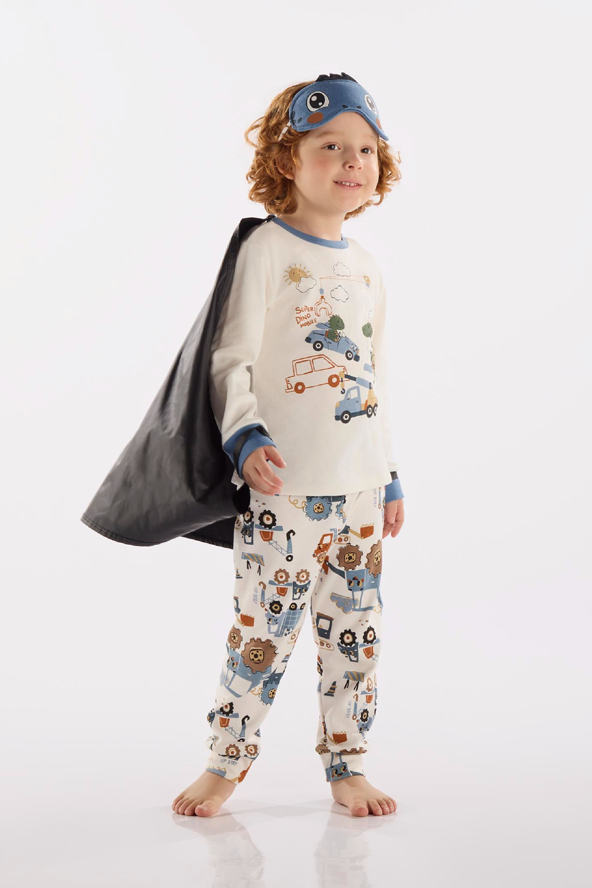 Pijama Infantil Masculino com 3 Peças em Suedine (Off White) Up Baby