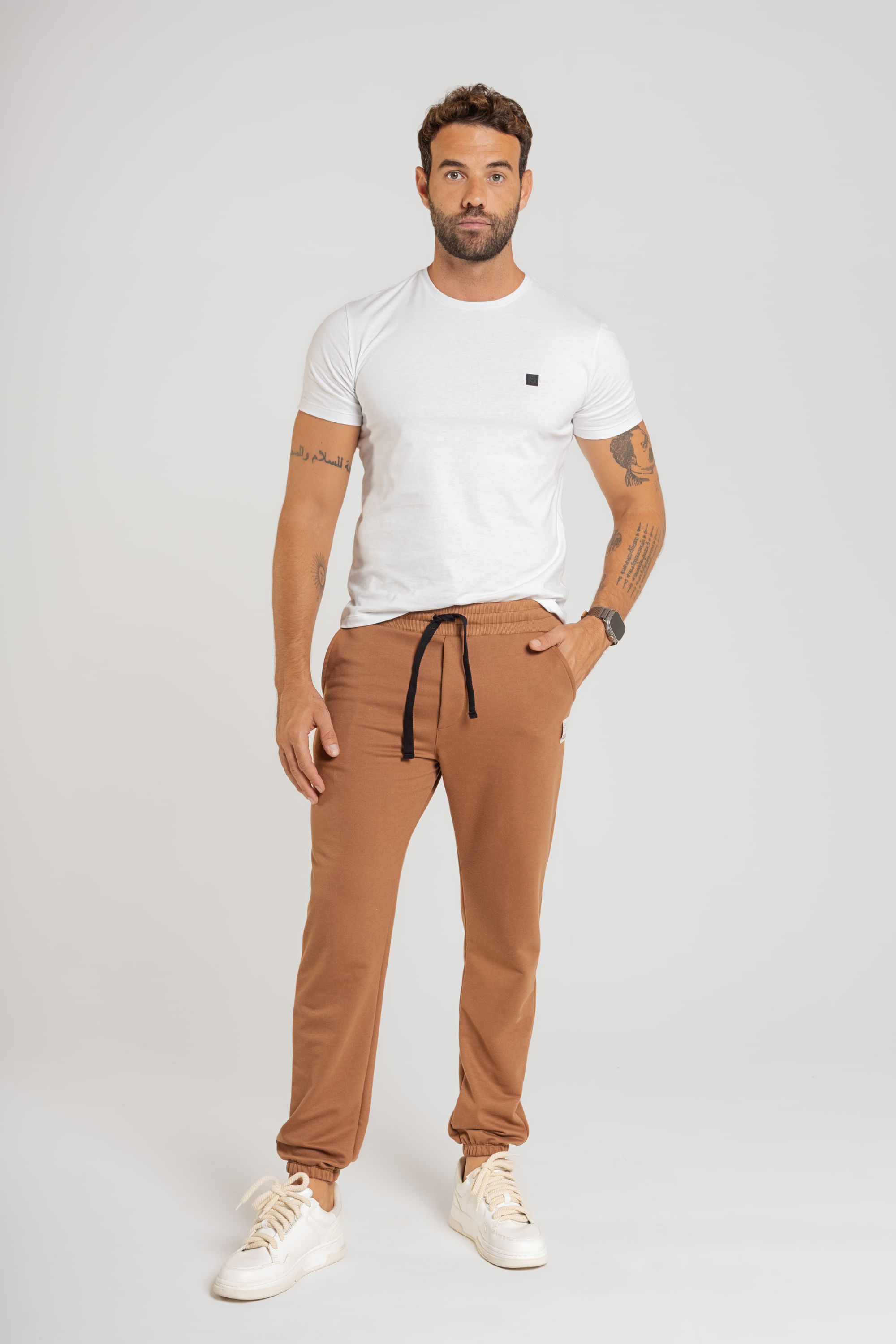 Calça Básica Masculina em Moletom Sem Felpa (Marrom) The Philippines - Imagem 5