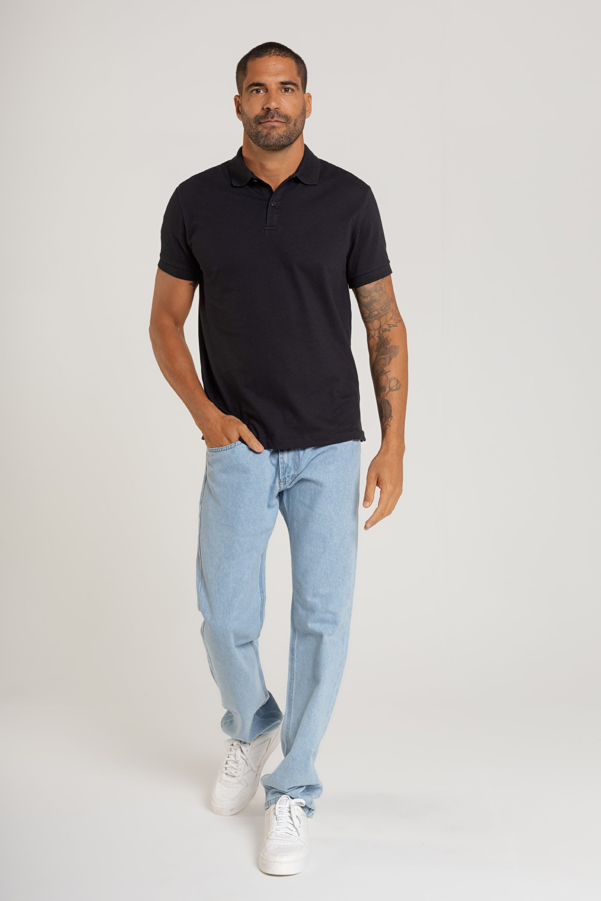 Camisa Polo Masculina em Piquet (Preto) Just Basic - Imagem 16