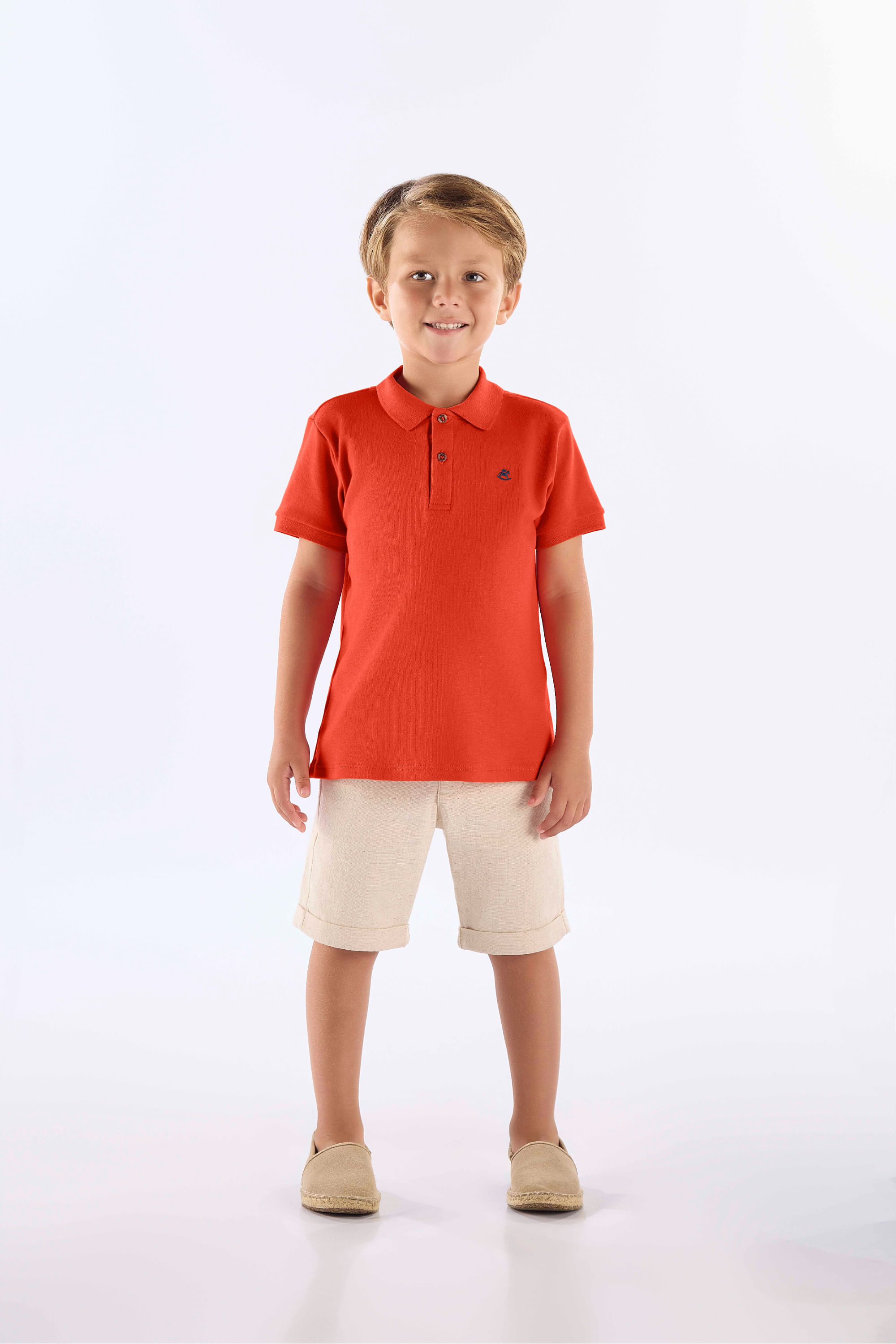 Camisa Polo em Suedine para Menino (Laranja) Up Baby