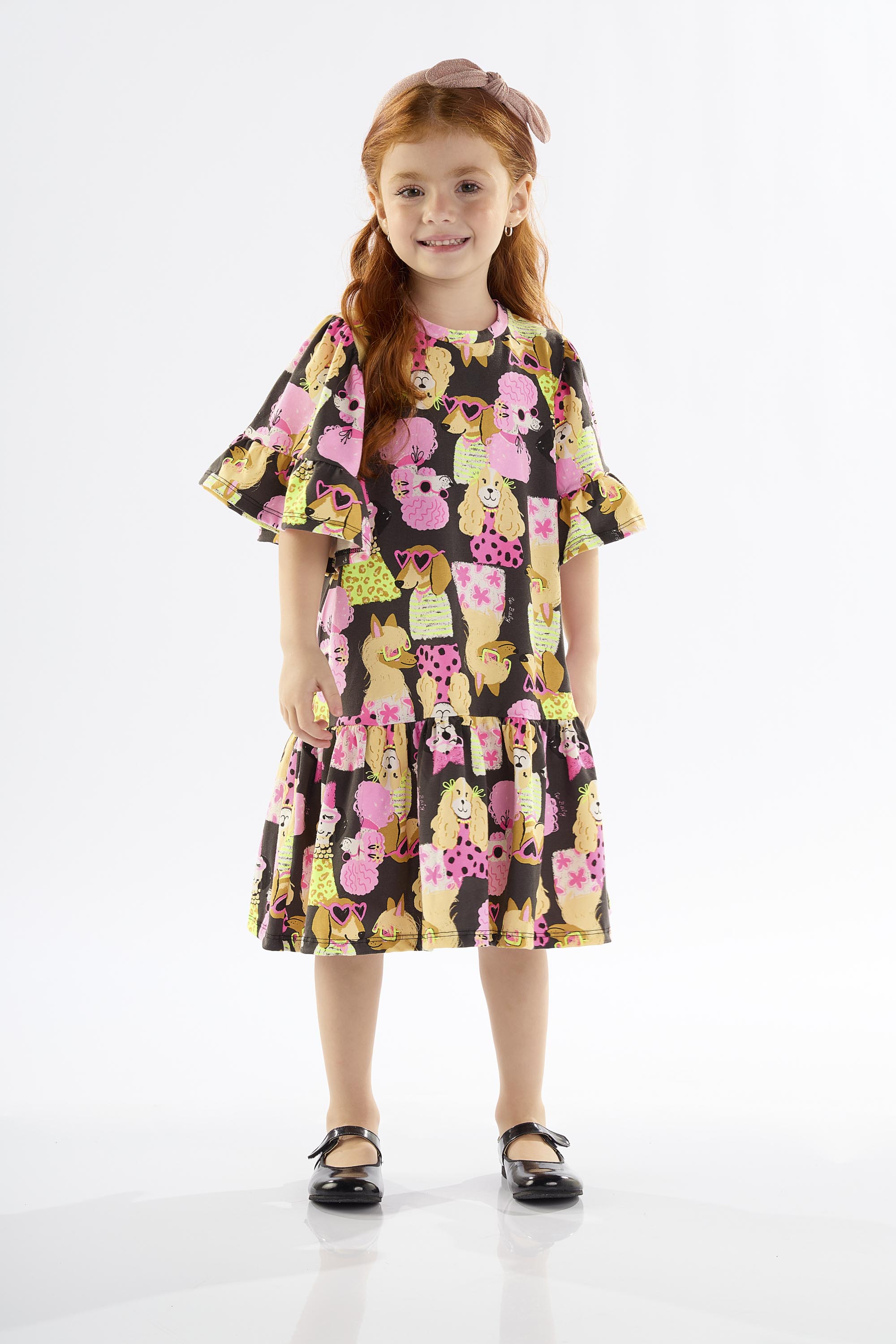 Vestido Infantil Manga Curta em Cotton (Preto) Up Baby - Imagem 5