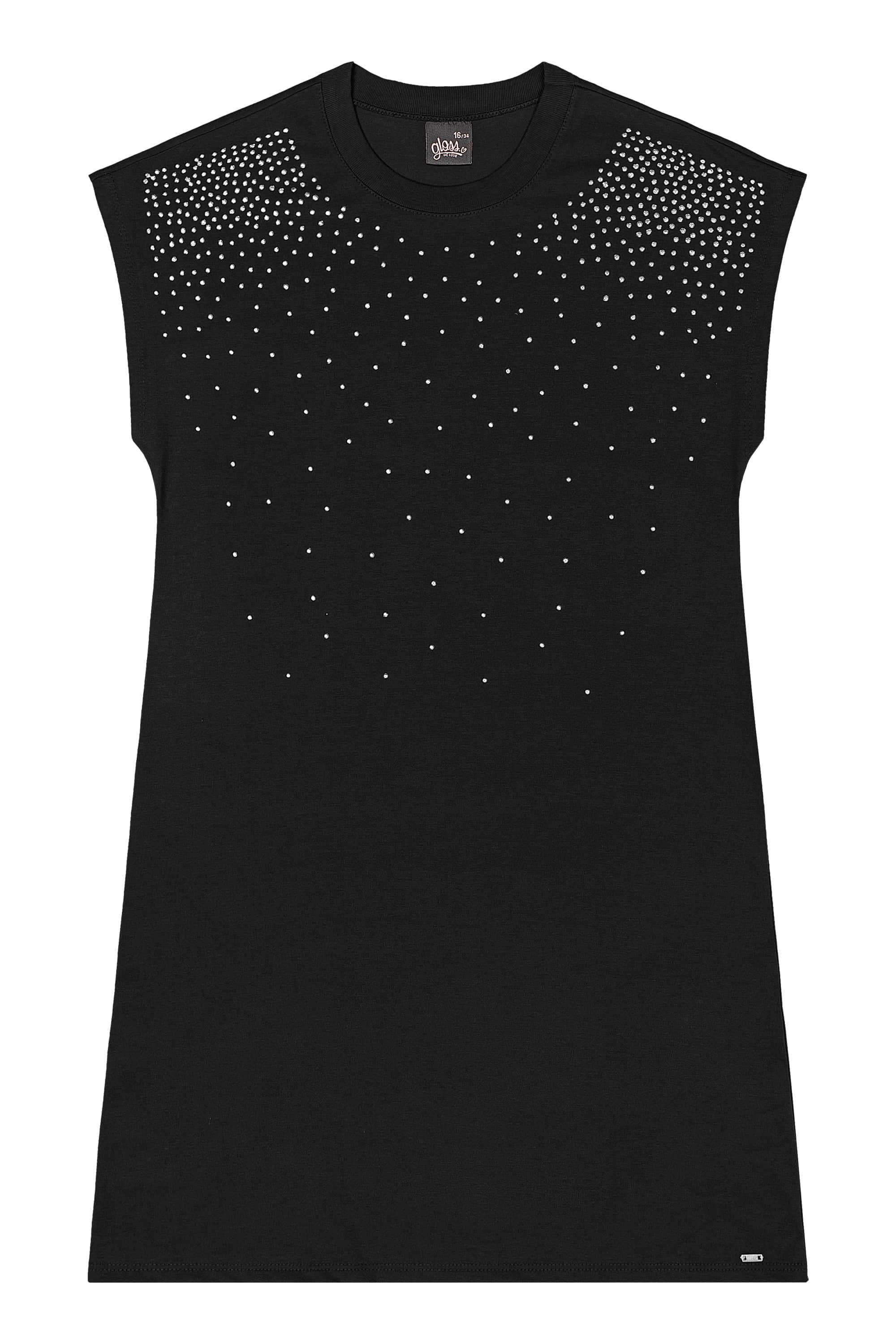 Vestido Juvenil com Strass (Preto) Gloss - Imagem 6