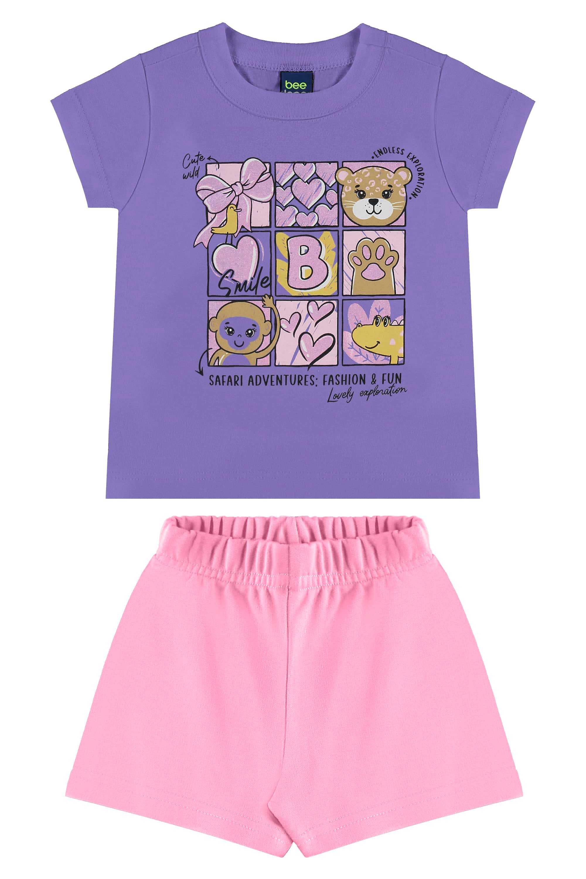 Conjunto com Blusa e Short para Menina (Roxo) Bee Loop - Imagem 19
