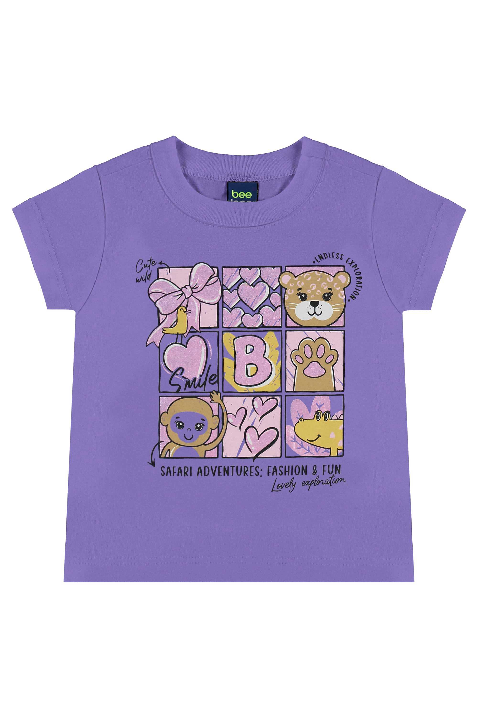 Conjunto com Blusa e Short para Menina (Roxo) Bee Loop - Imagem 20