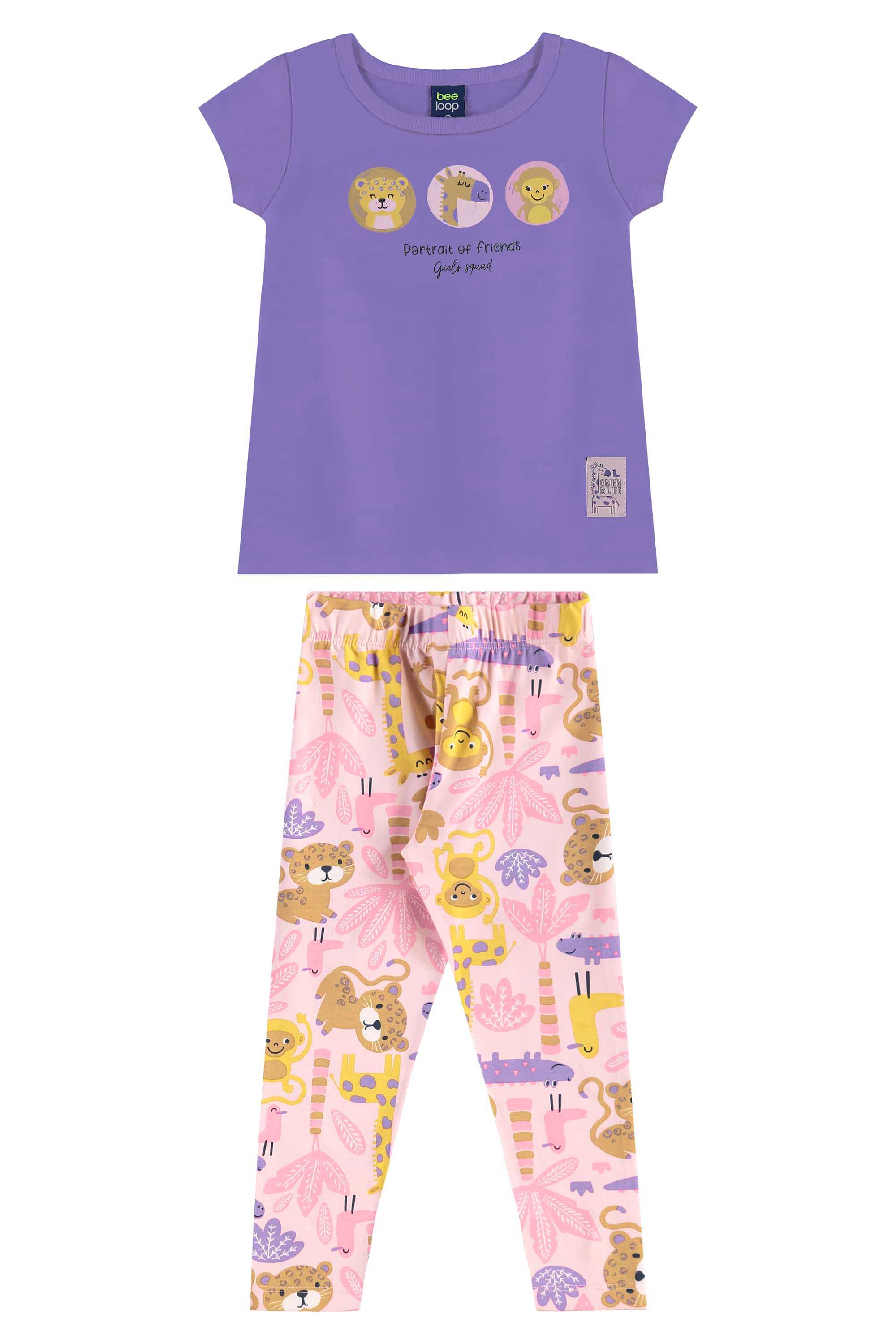 Conjunto com Blusa Estampada e Legging para Menina (Roxo) Bee Loop - Imagem 31